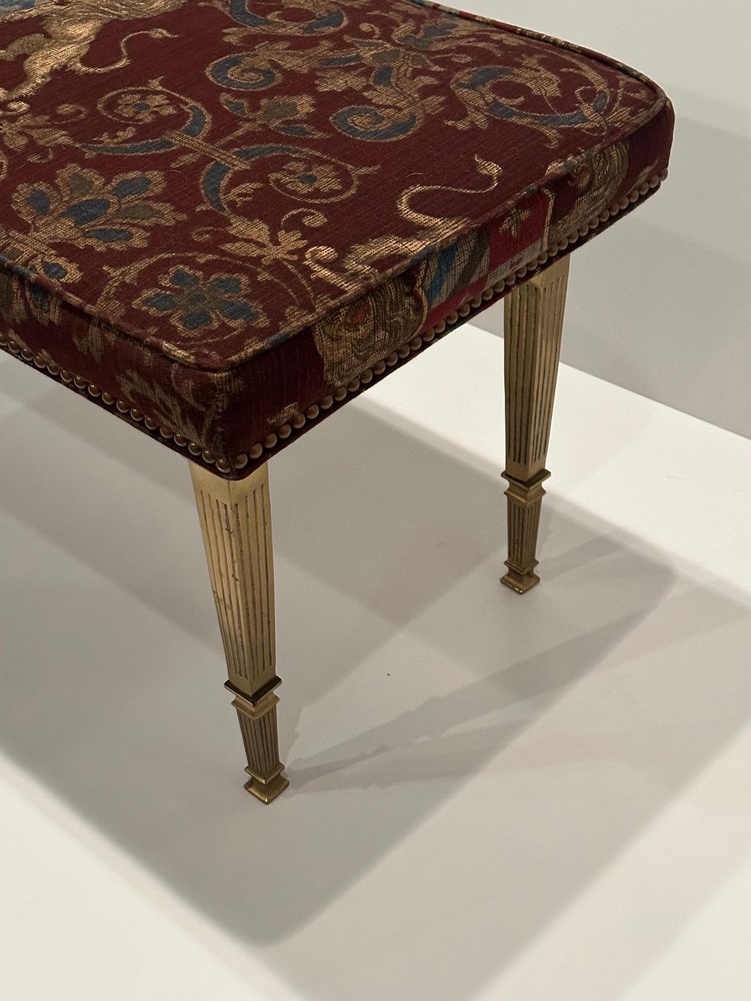 Stunning Neoclassical Style Tapestry Upholstered Bench For Sale 1