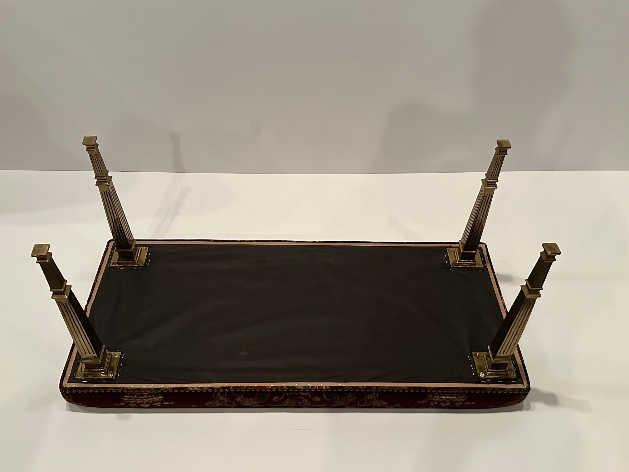 Stunning Neoclassical Style Tapestry Upholstered Bench For Sale 2