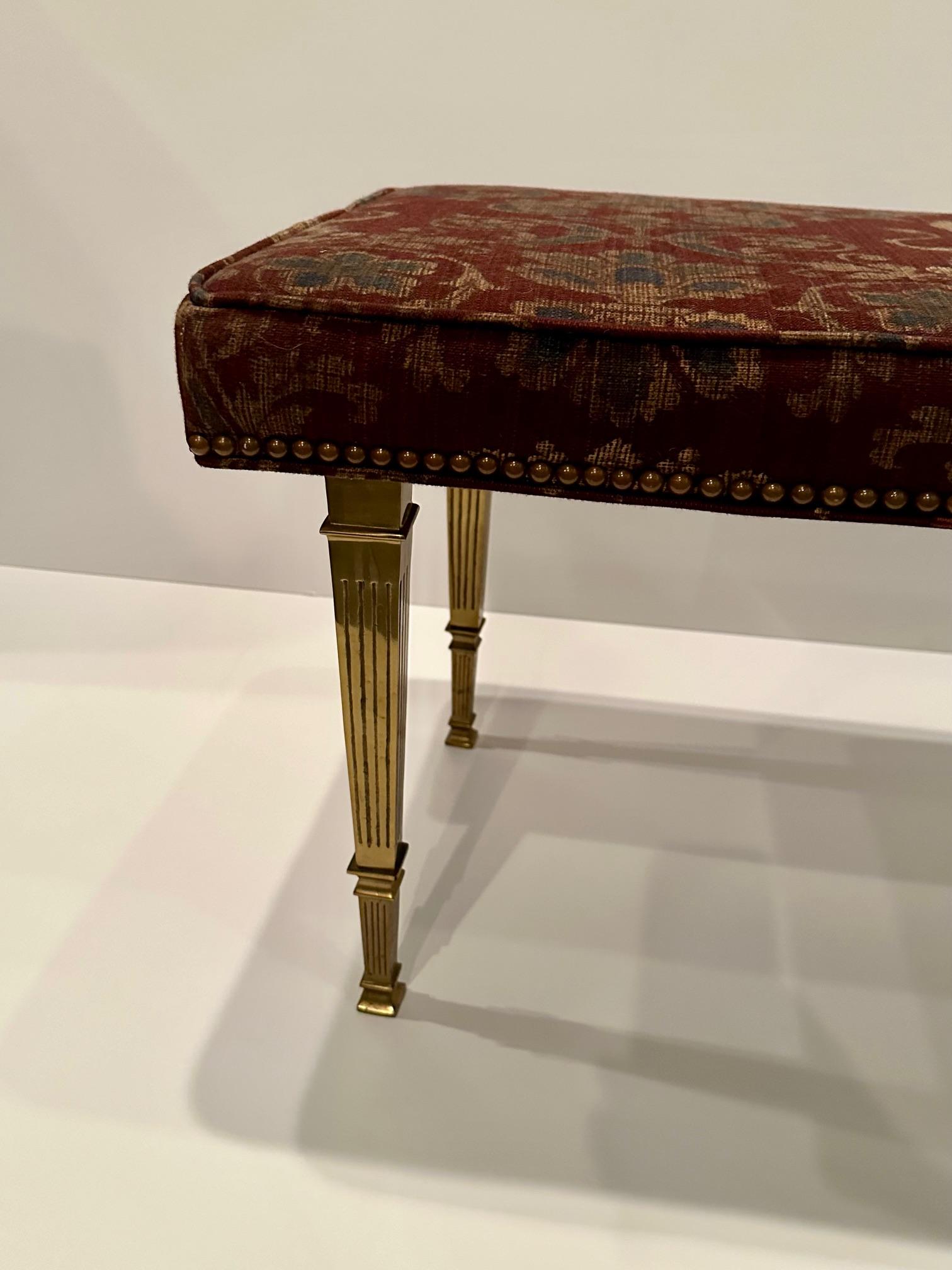 Stunning Neoclassical Style Tapestry Upholstered Bench For Sale 3