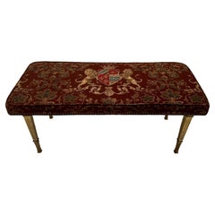 Vintage Stunning Neoclassical Style Tapestry Upholstered Bench 