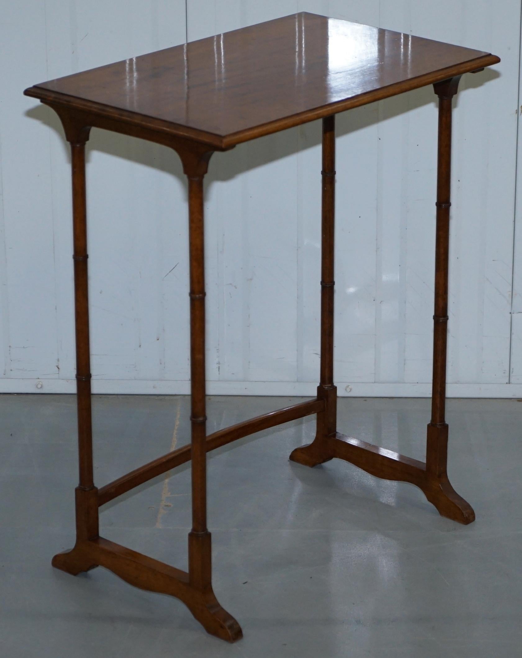 English Stunning Nest of Four Georgian Nesting Tables Side Tables with Famboo Legs