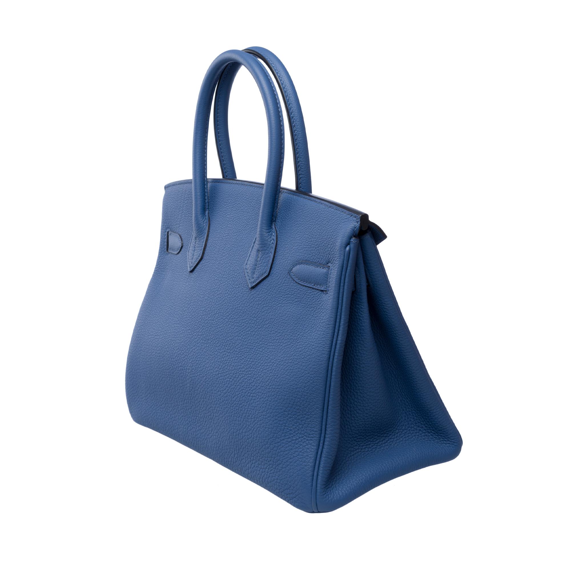 Stunning New Hermès Birkin 30 handbag in Blue Brighton Togo leather, GHW 1