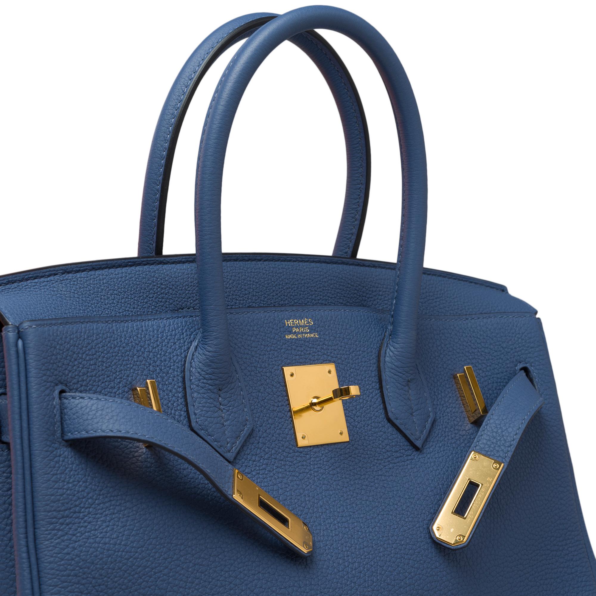 Stunning New Hermès Birkin 30 handbag in Blue Brighton Togo leather, GHW 2