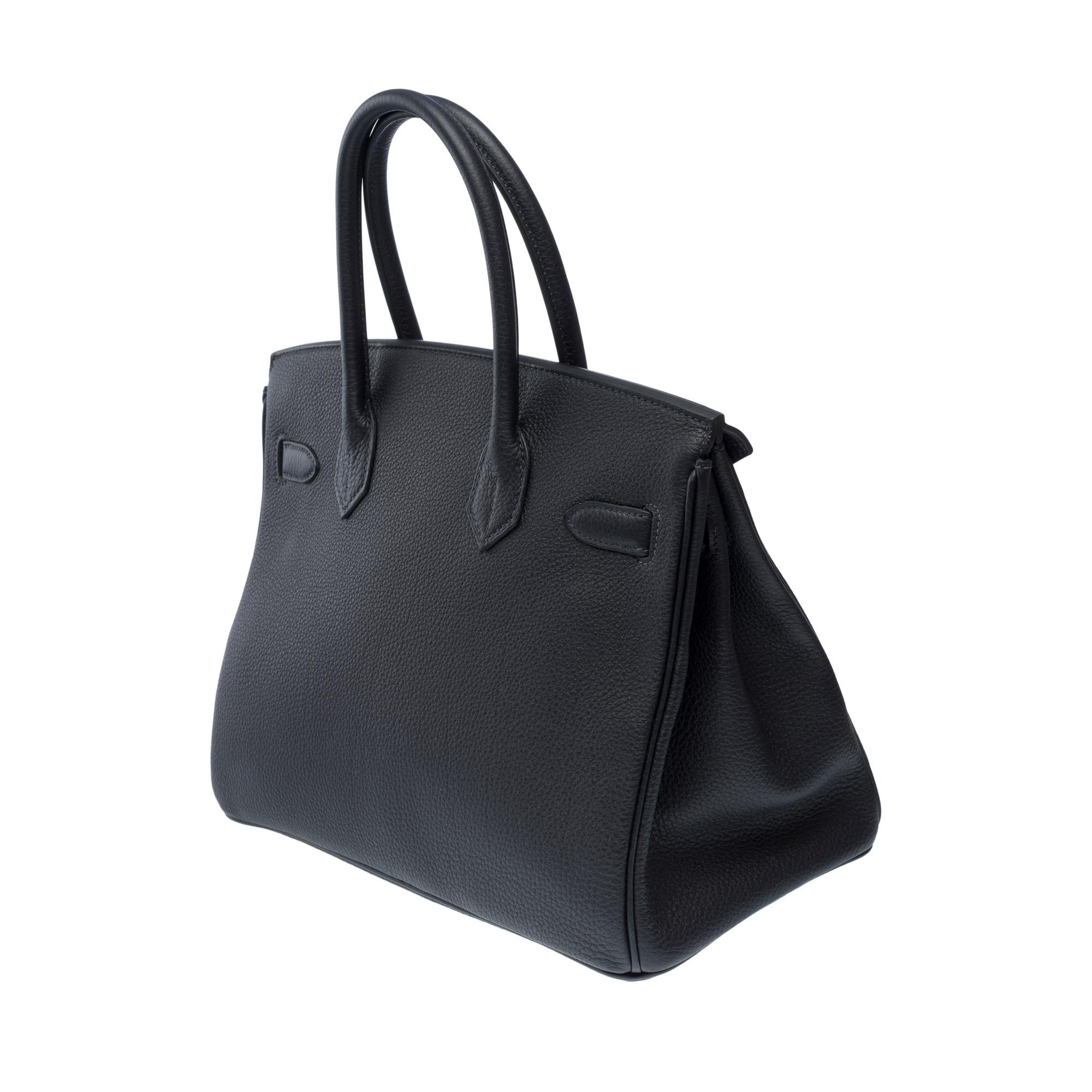 Stunning New Hermes Birkin 30 handbag in Blue Caban Togo leather, GHW 2