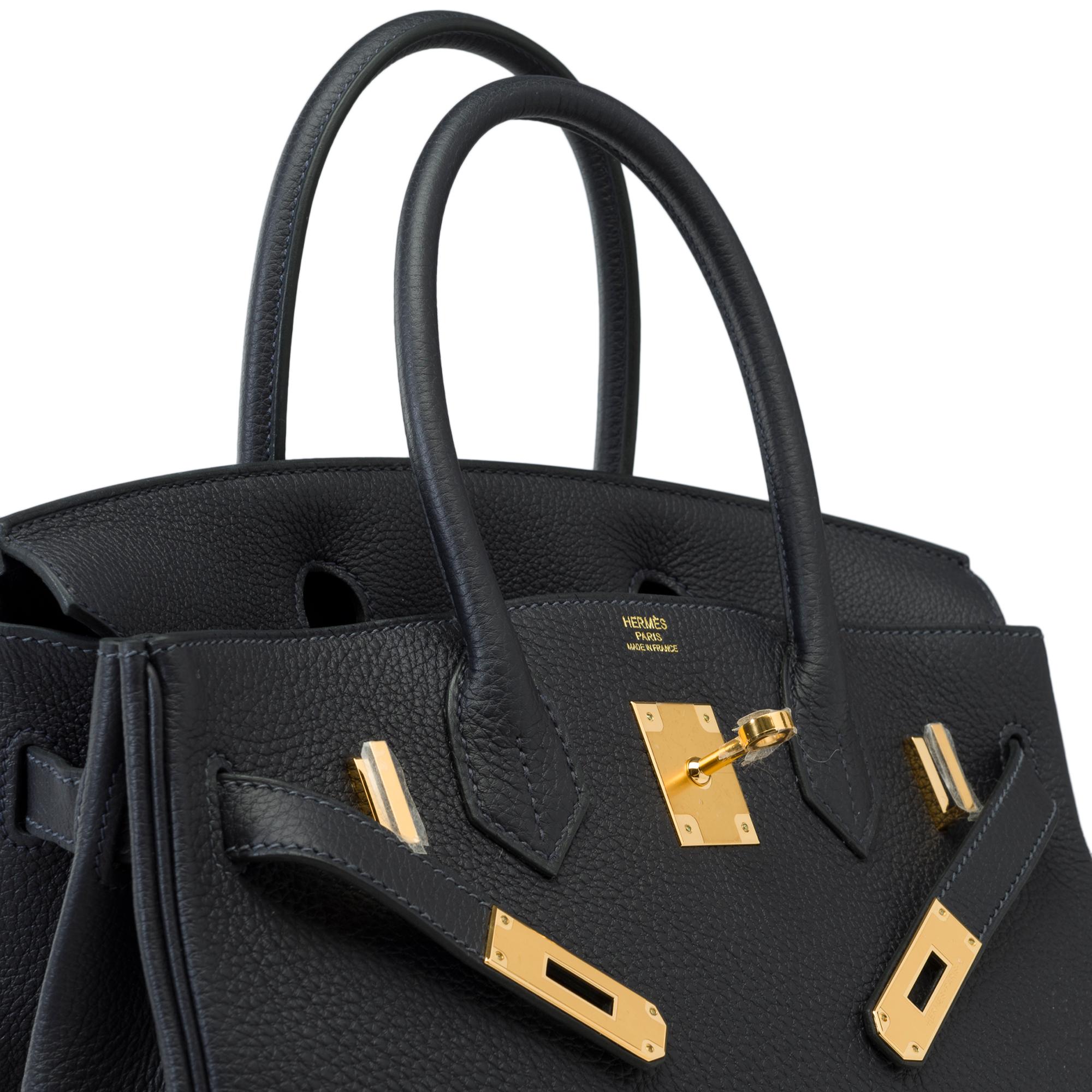 Stunning New Hermes Birkin 30 handbag in Blue Caban Togo leather, GHW 3