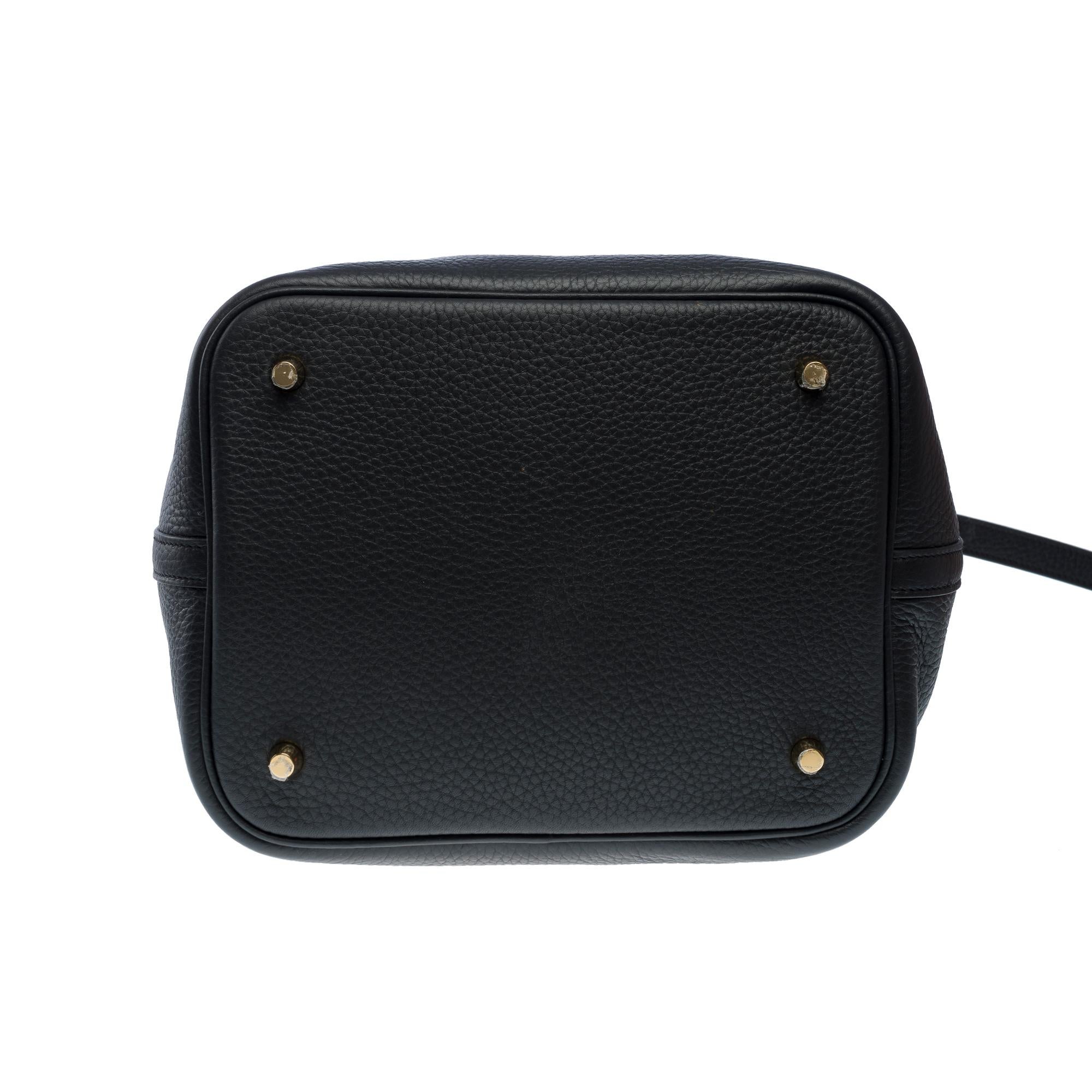 Superbe nouveau Hermès Picotin 22 en cuir Taurillon Clemence noir , GHW 4
