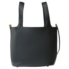 Stunning New Hermès Picotin 22 in Black Taurillon Clemence leather , GHW
