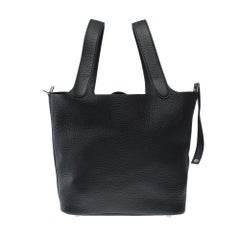 Stunning New Hermès Picotin 22 in Black Taurillon Clemence leather , PHW