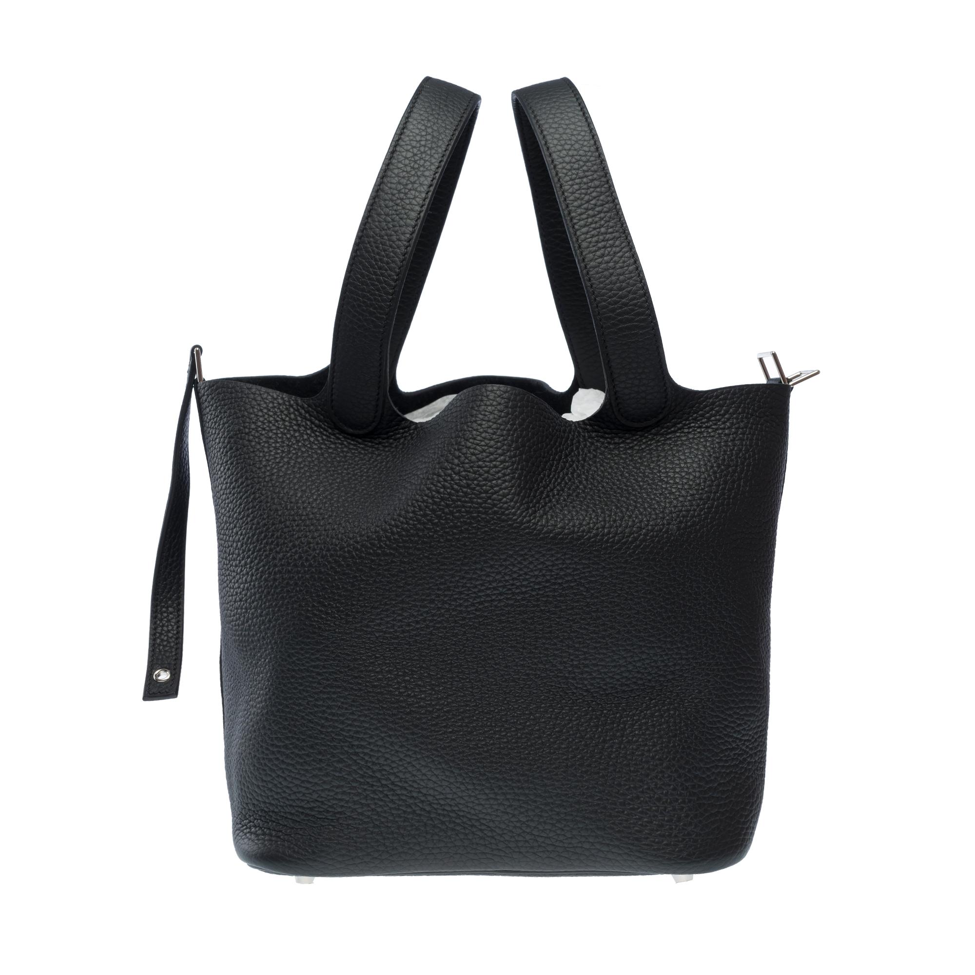 Stunning New Hermès Picotin 22 in Black Taurillon Clemence leather , PHW In New Condition For Sale In Paris, IDF