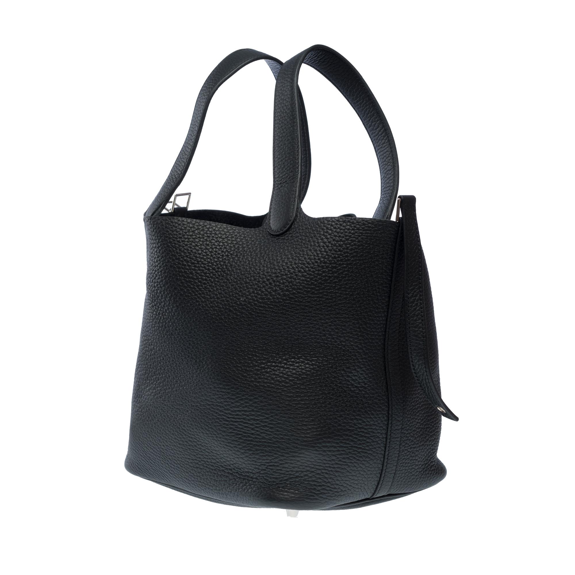 Women's Stunning New Hermès Picotin 22 in Black Taurillon Clemence leather , PHW For Sale