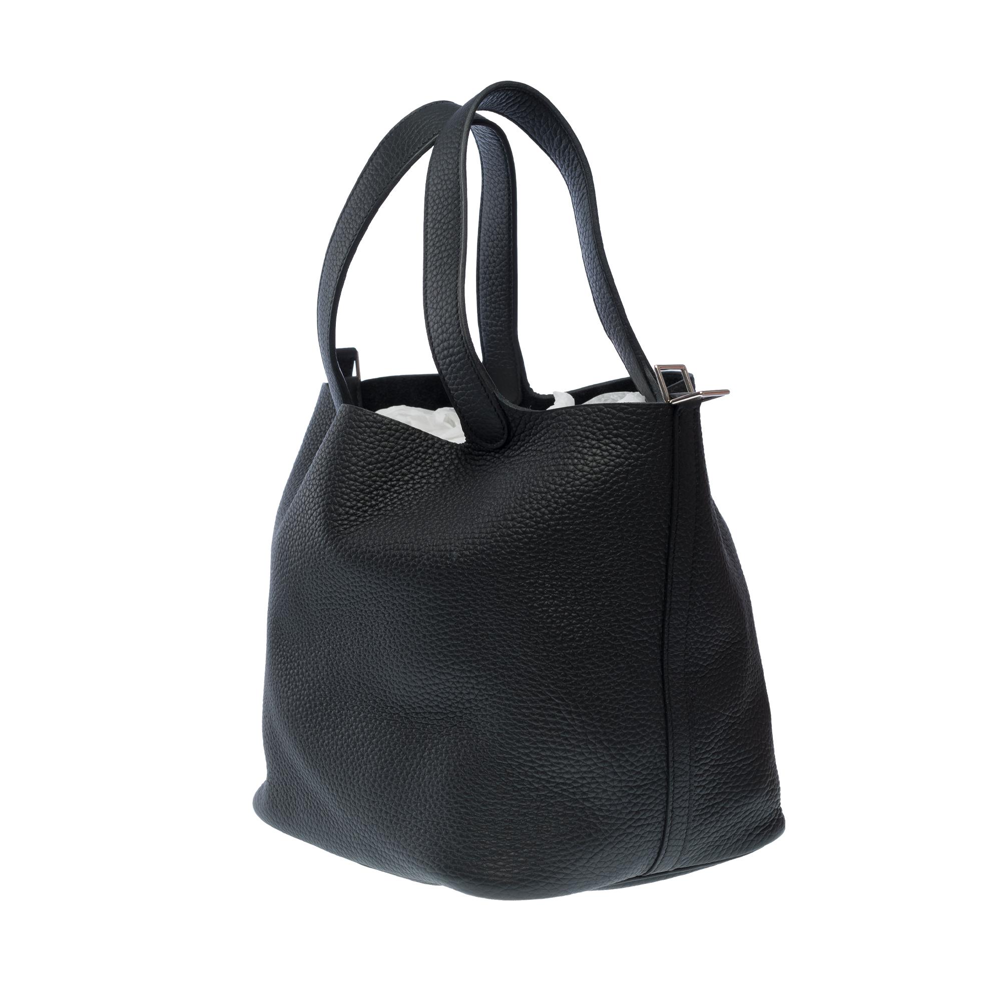 Stunning New Hermès Picotin 22 in Black Taurillon Clemence leather , PHW For Sale 1