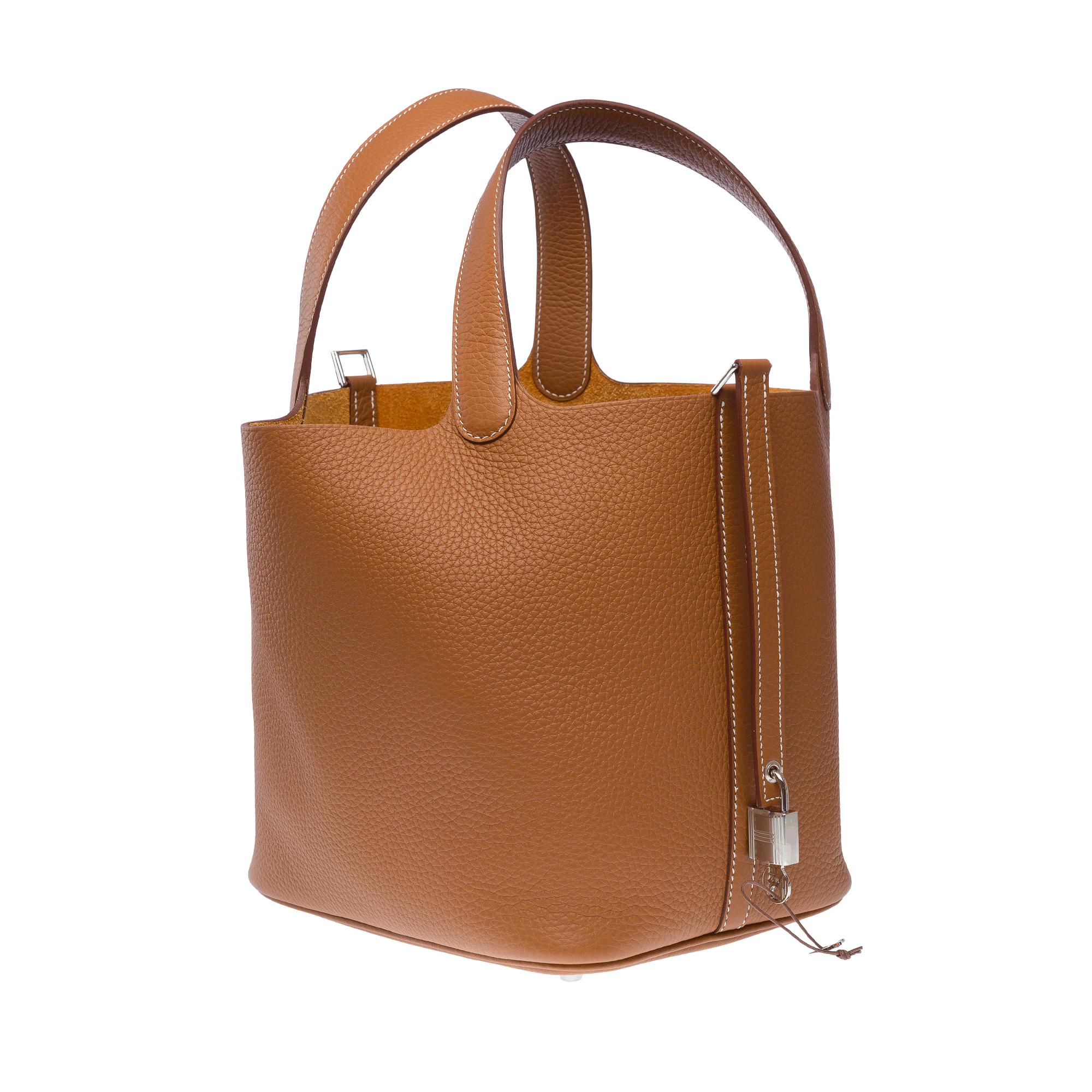 Women's Stunning New Hermès Picotin 22 Lock in Gold Taurillon Clemence leather , PHW