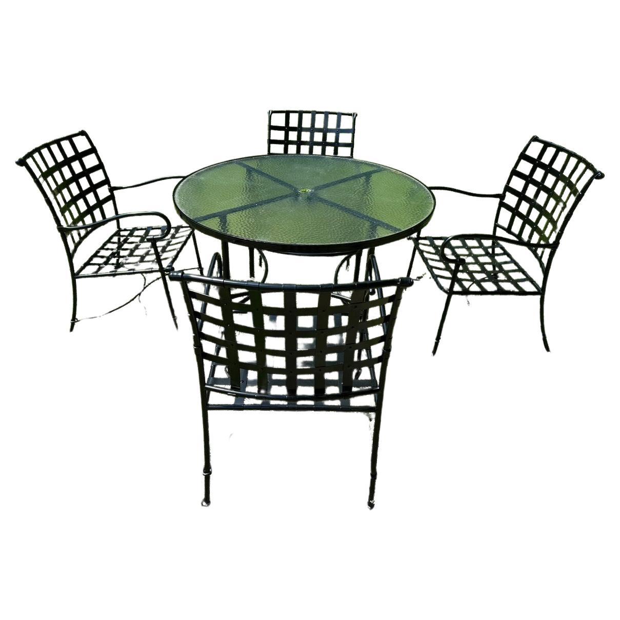 Stunning Newly Powder Coated Black Brown Jordan Patio Dining Set