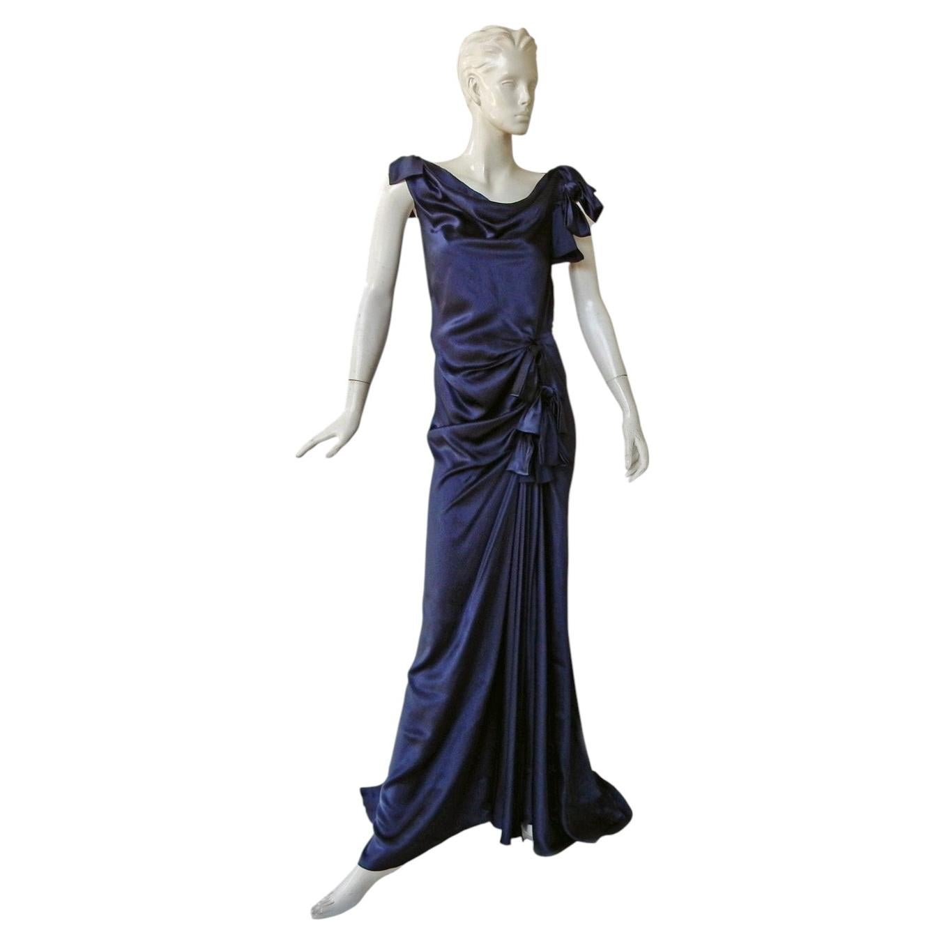 Pre-owned John Galliano Stunning Nina Ricci Runway Vintage Grecian Inspired Bias Cut Silk Dress Gown In Black