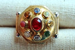 Stunning Nine Stone Navratna Astrological 18k Ring