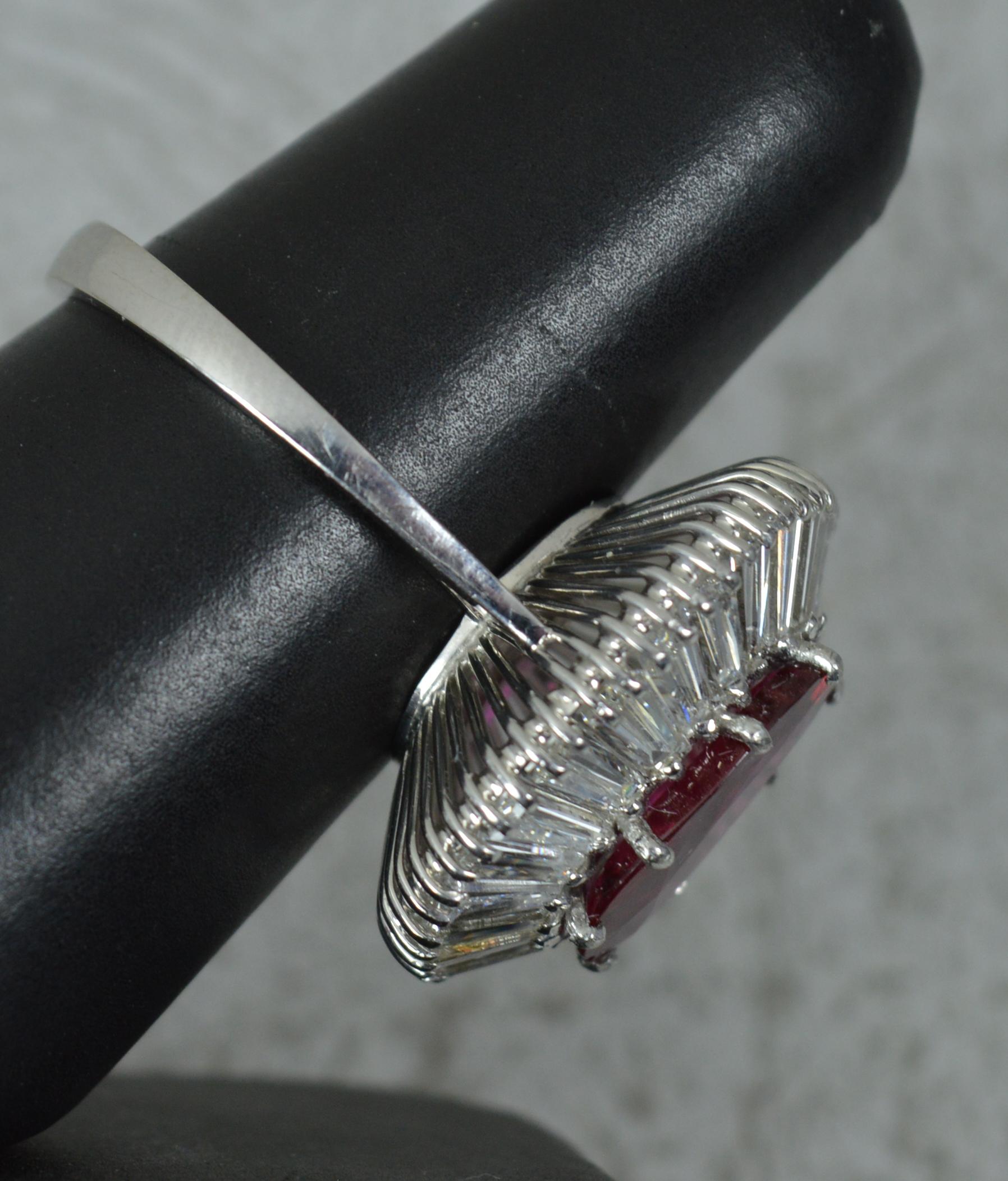 Stunning No Heat Ruby 2.75ct Vs Diamond 18 Ct White Gold Ballerina Cluster Ring For Sale 5