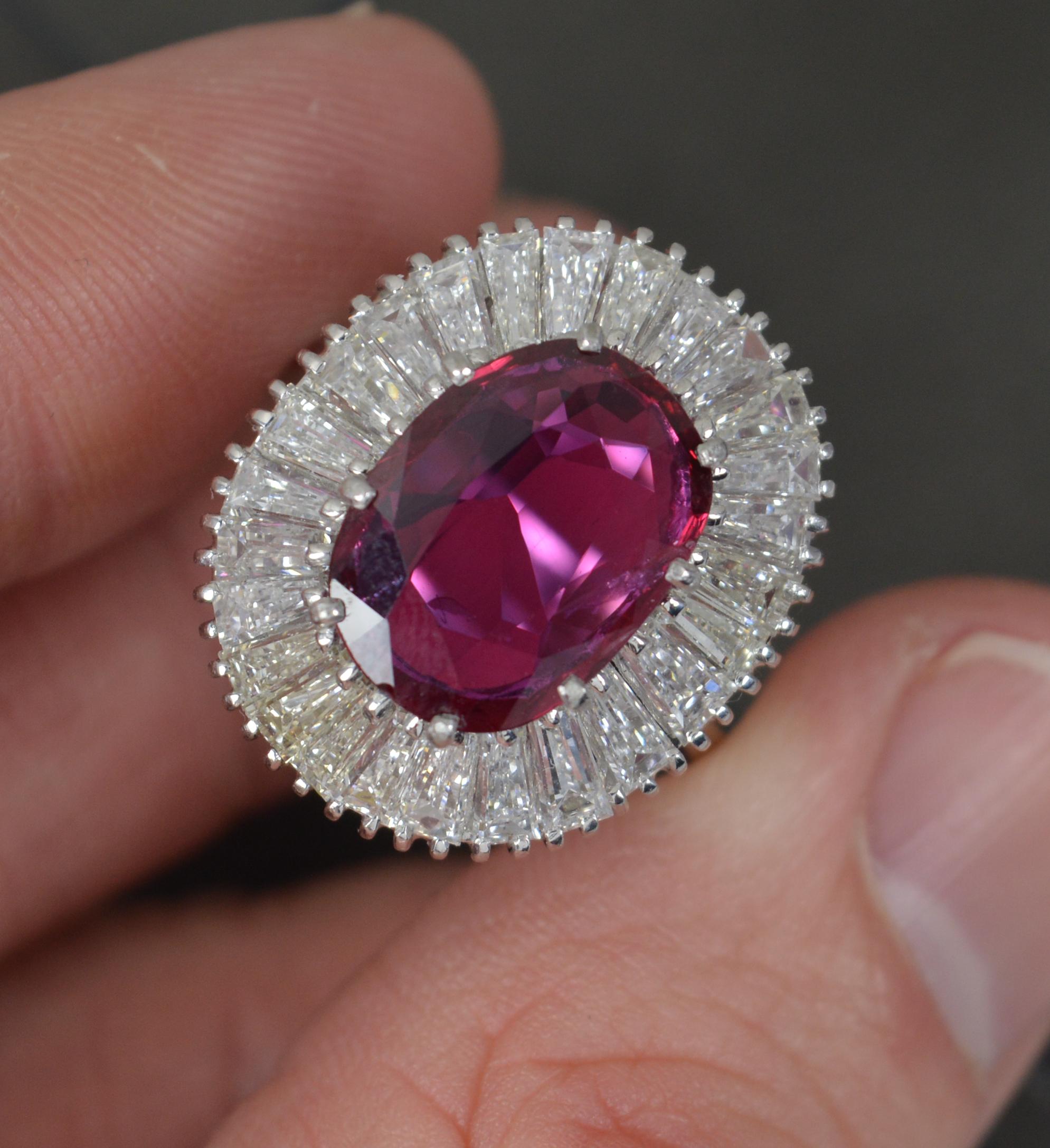 Stunning No Heat Ruby 2.75ct Vs Diamond 18 Ct White Gold Ballerina Cluster Ring For Sale 6