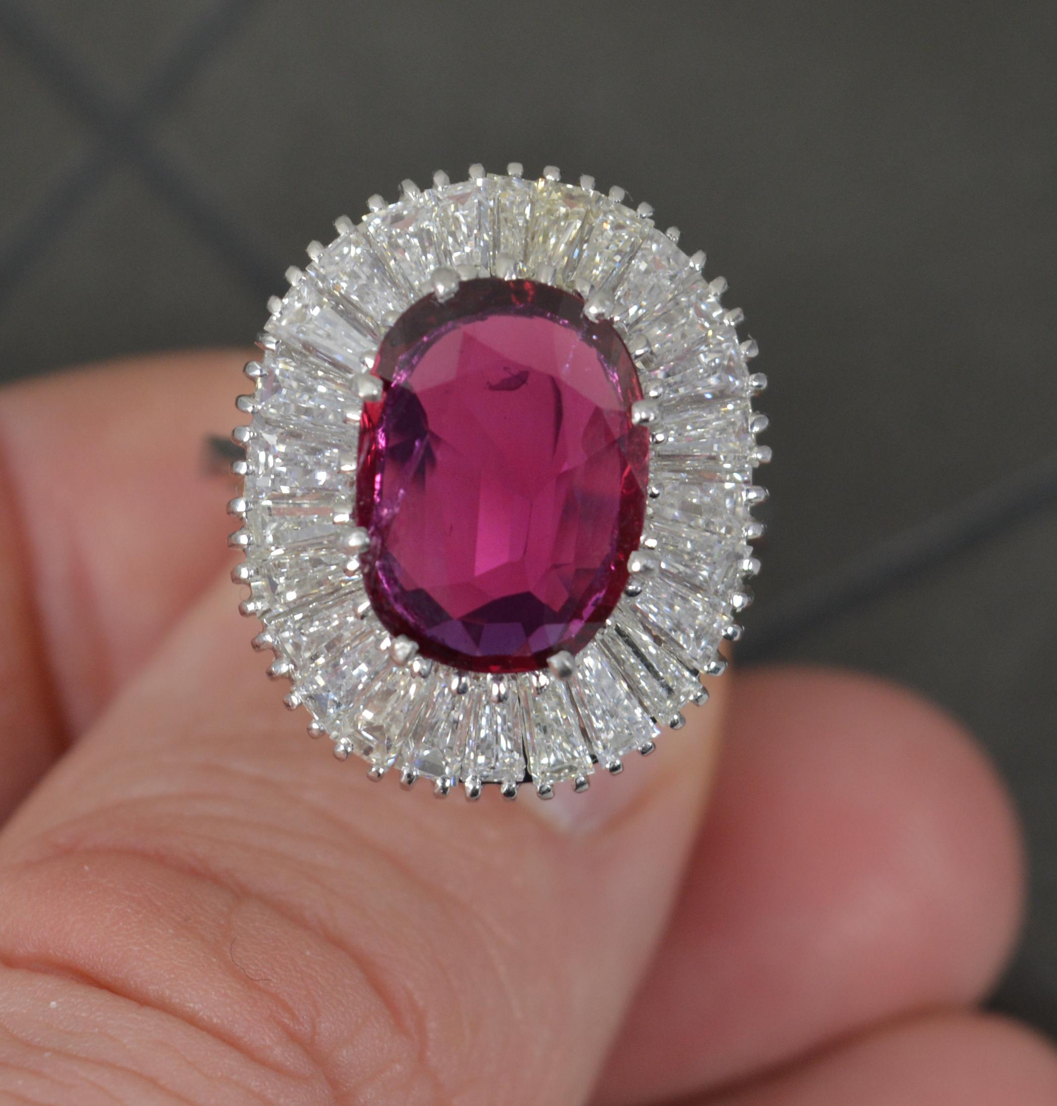 Stunning No Heat Ruby 2.75ct Vs Diamond 18 Ct White Gold Ballerina Cluster Ring For Sale 7