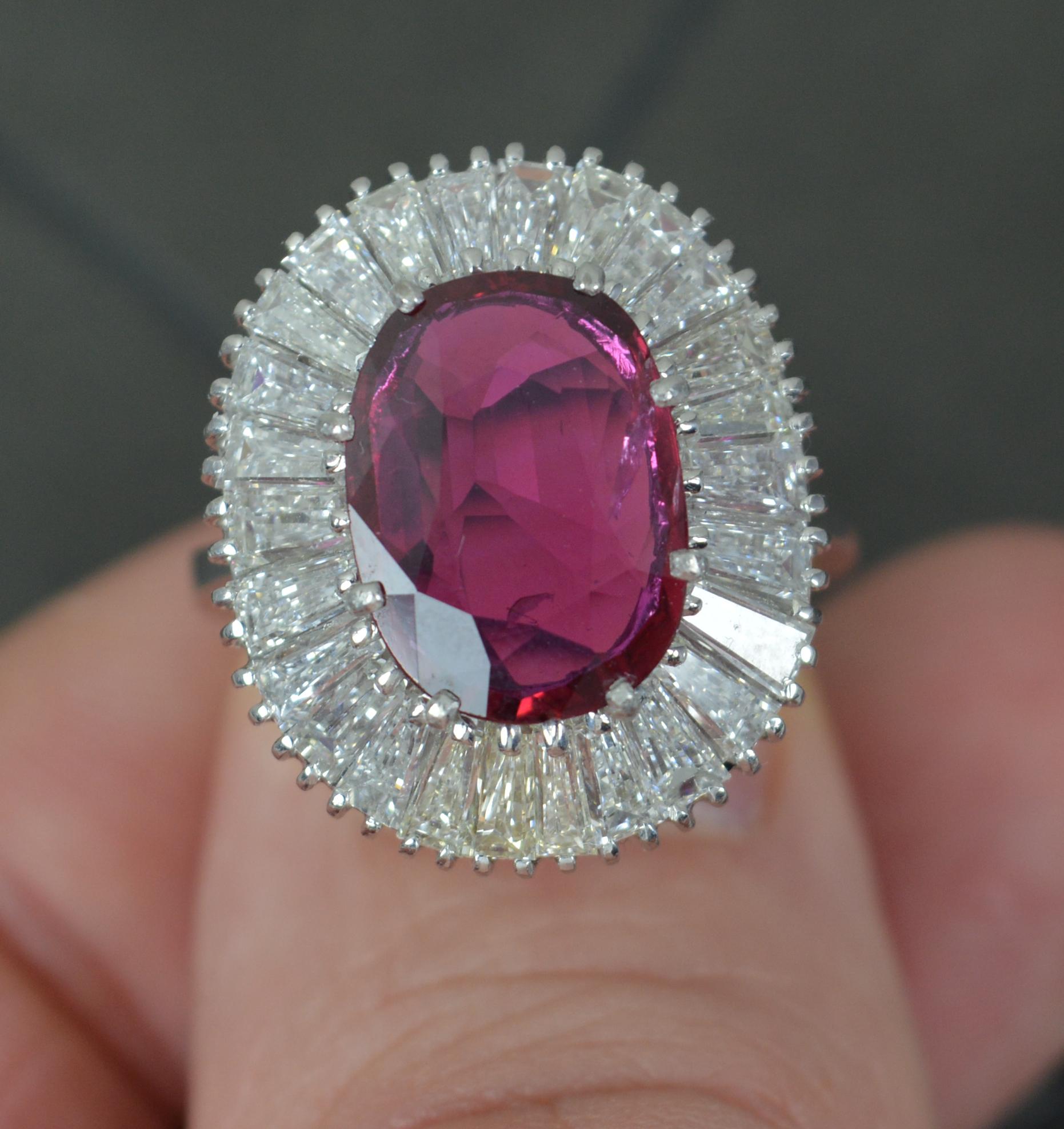 Stunning No Heat Ruby 2.75ct Vs Diamond 18 Ct White Gold Ballerina Cluster Ring For Sale 1
