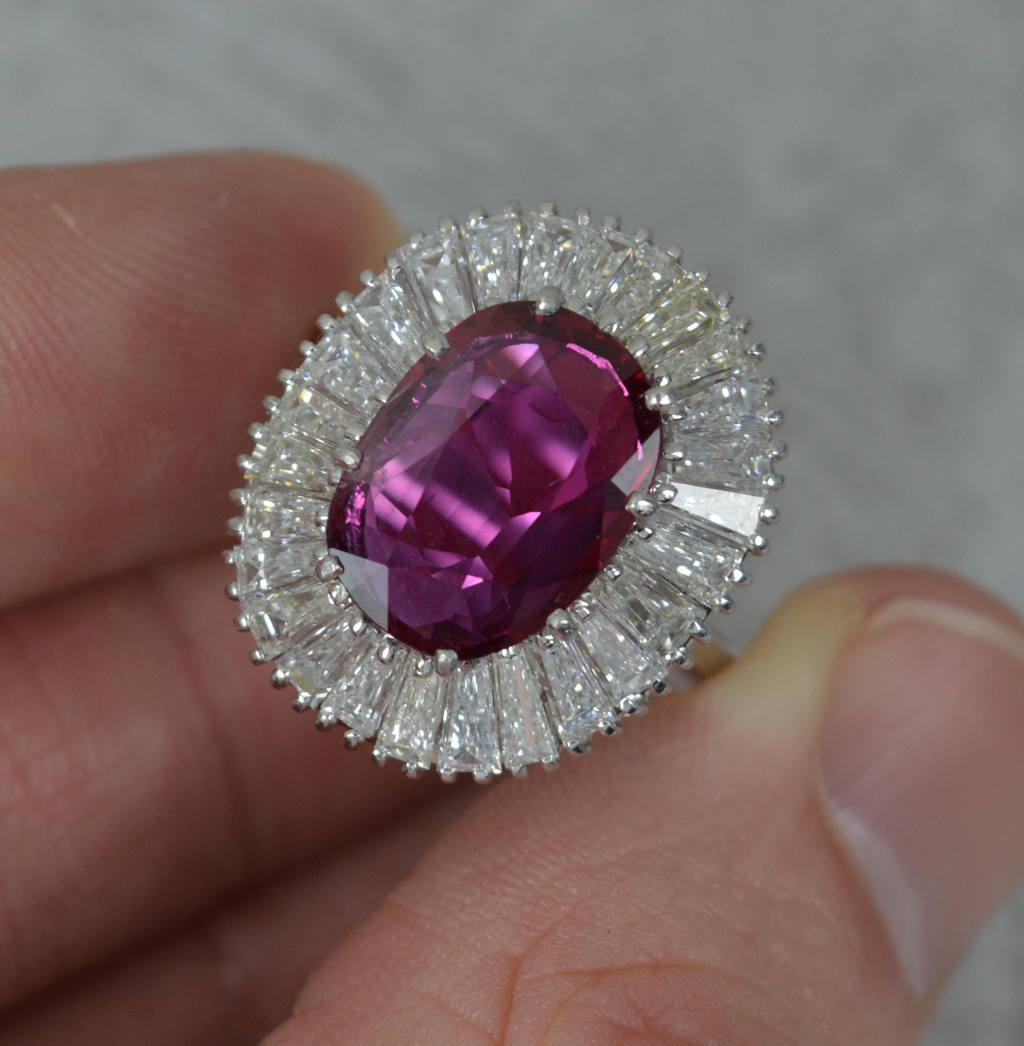 Stunning No Heat Ruby 2.75ct Vs Diamond 18 Ct White Gold Ballerina Cluster Ring For Sale 2