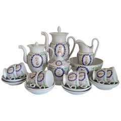 Stunning Old Paris Hand Painted Porcelain Tea Coffee Service, France, 1850