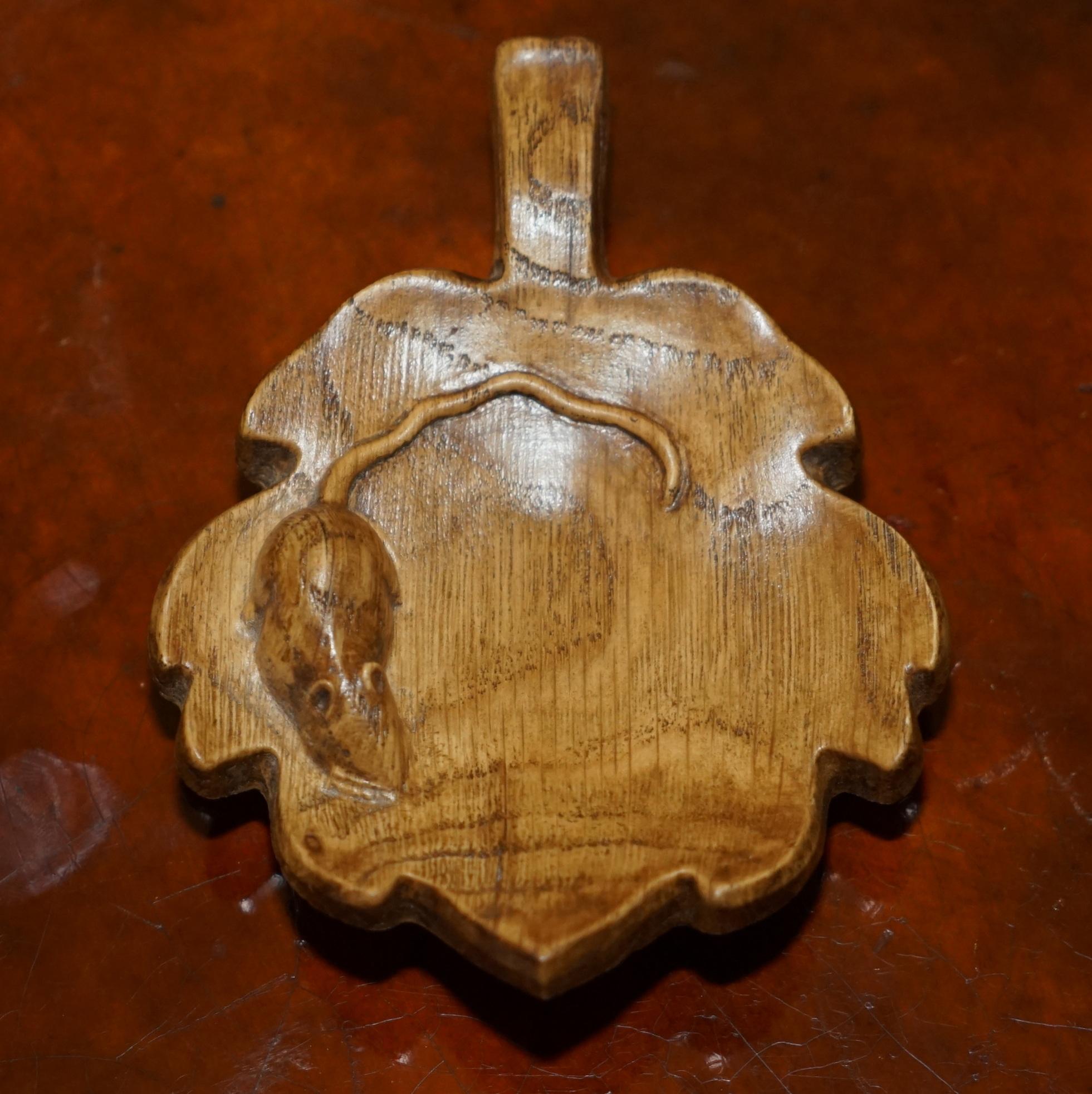 English STUNNING ONE OF A KIND ViNTAGE ROBERT MOUSEMAN THOMPSON PIN TRINKET CHANGE TRAY For Sale