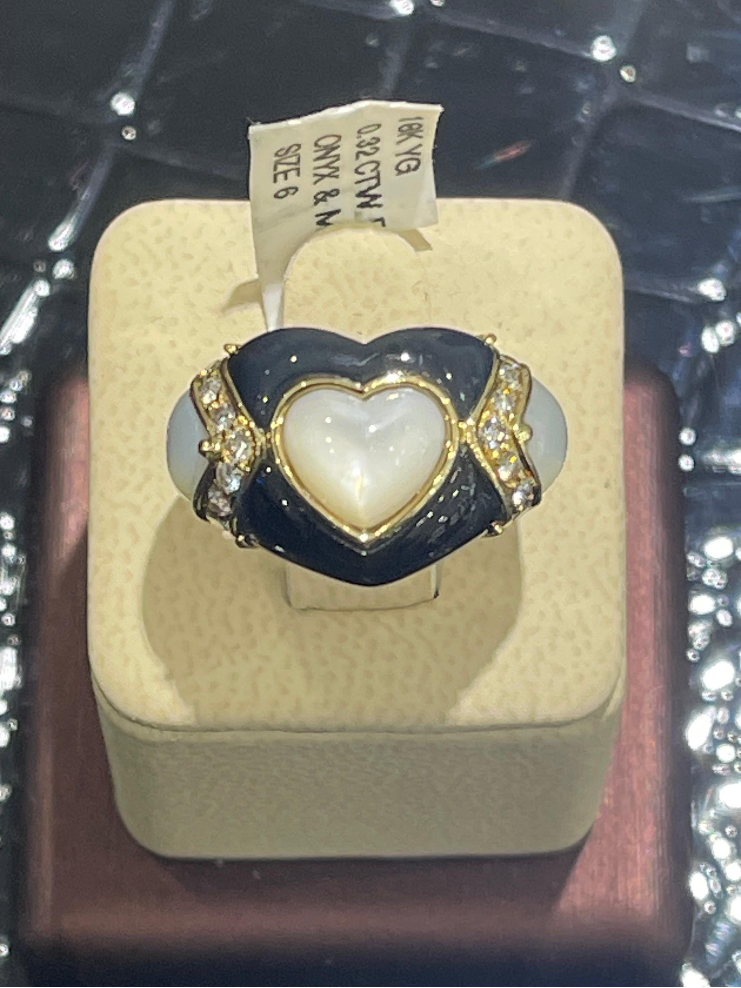 vintage black onyx heart ring