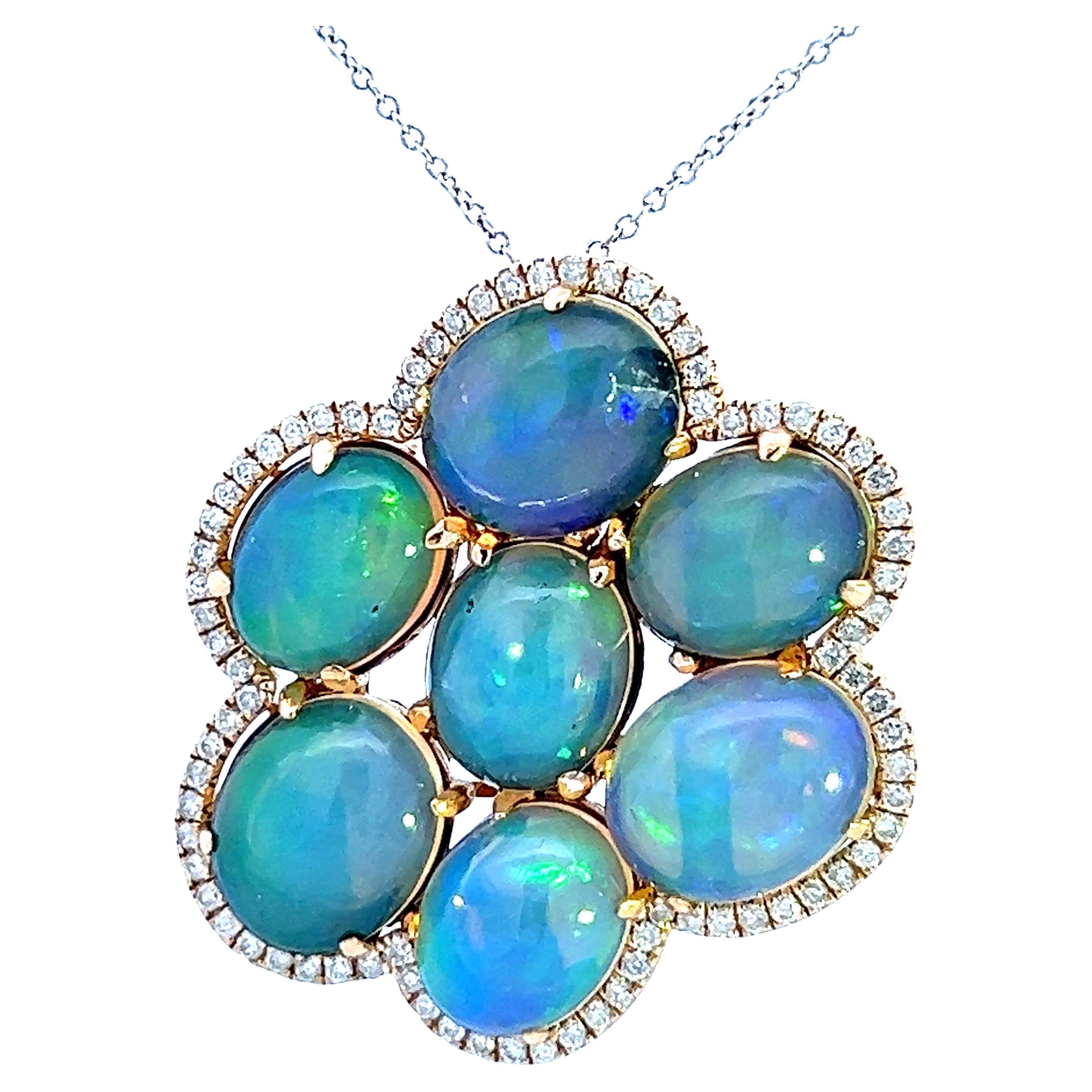 Superbe pendentif en opale et diamants