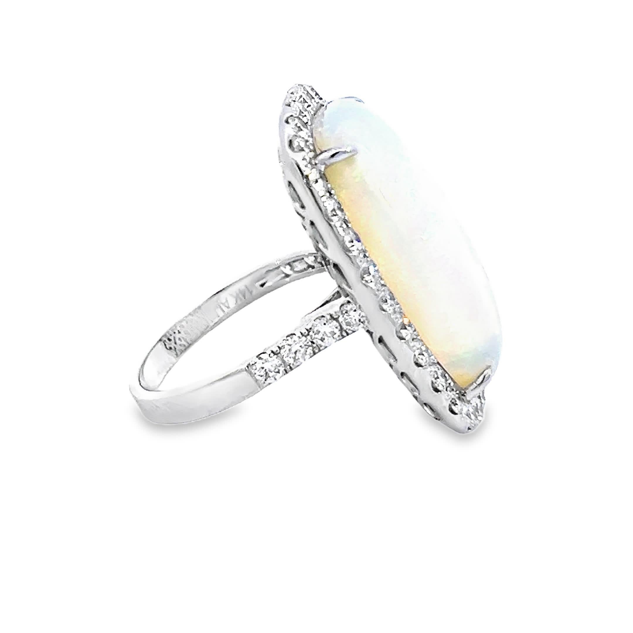 Women's Stunning Opal Ring with Diamond Halo For Sale