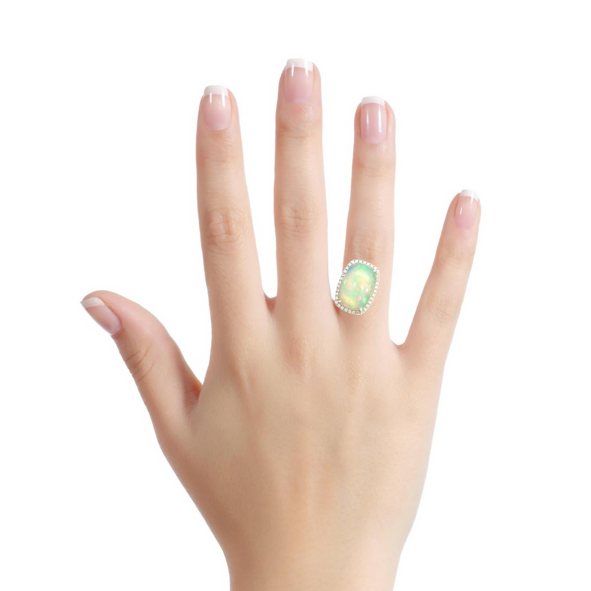 Women's Stunning Opal Ring with Diamond Halo For Sale