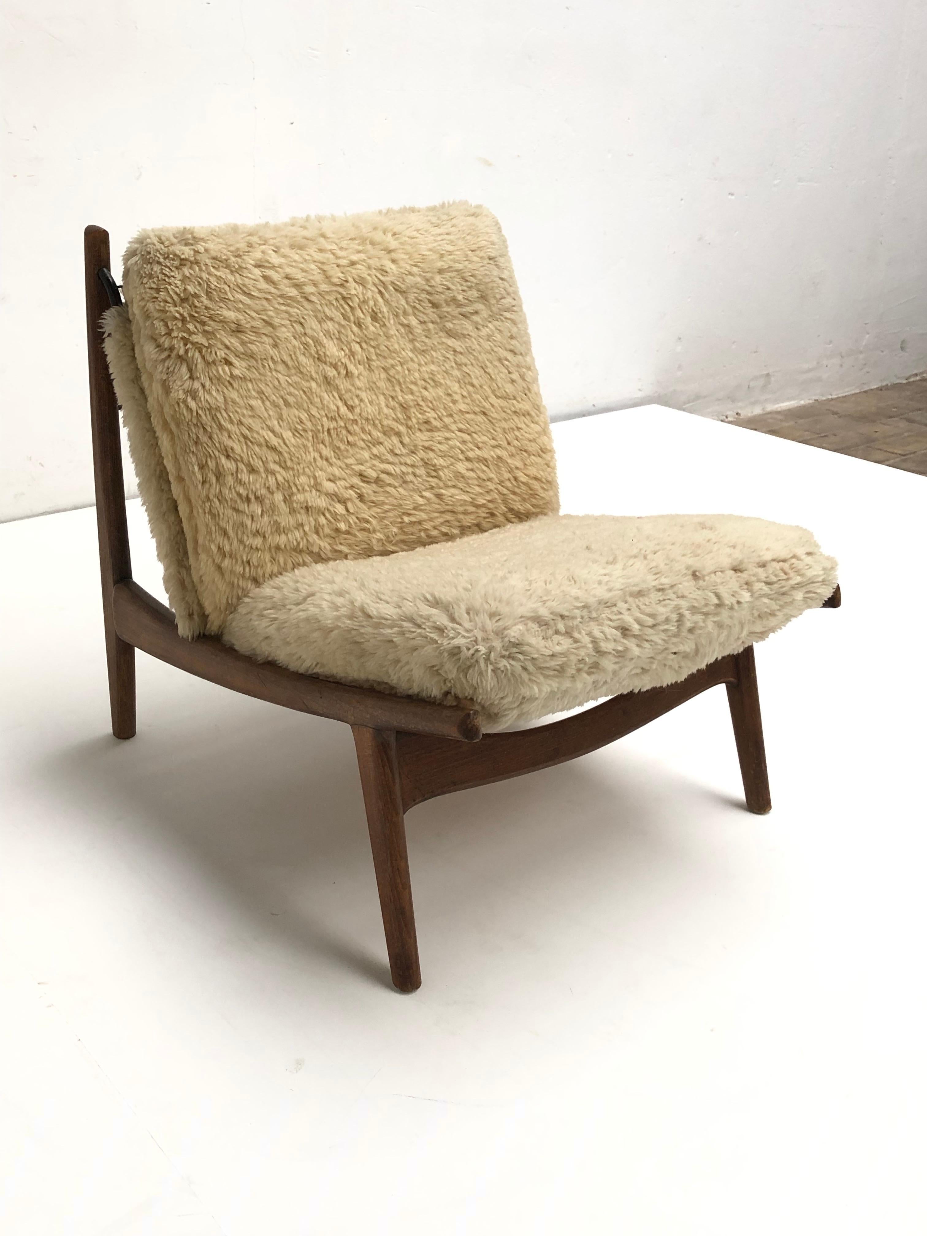 Mid-20th Century Stunning Organic Form '790' Lounge Chair by J.A Motte for Steiner, France, 1960