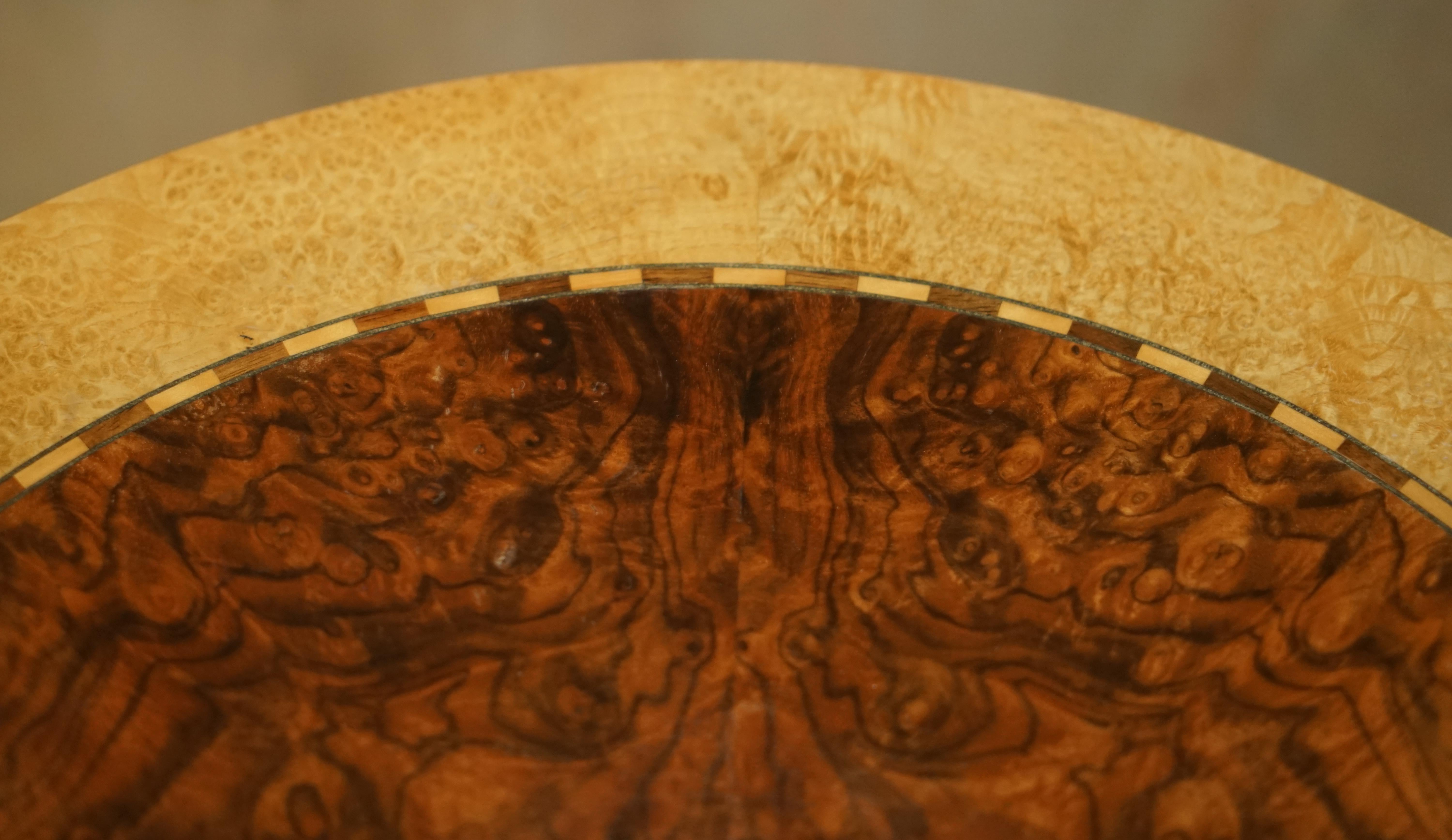 Stunning Original Andrew Varah Burr Walnut Satinwood & Oak Large Side End Table 4