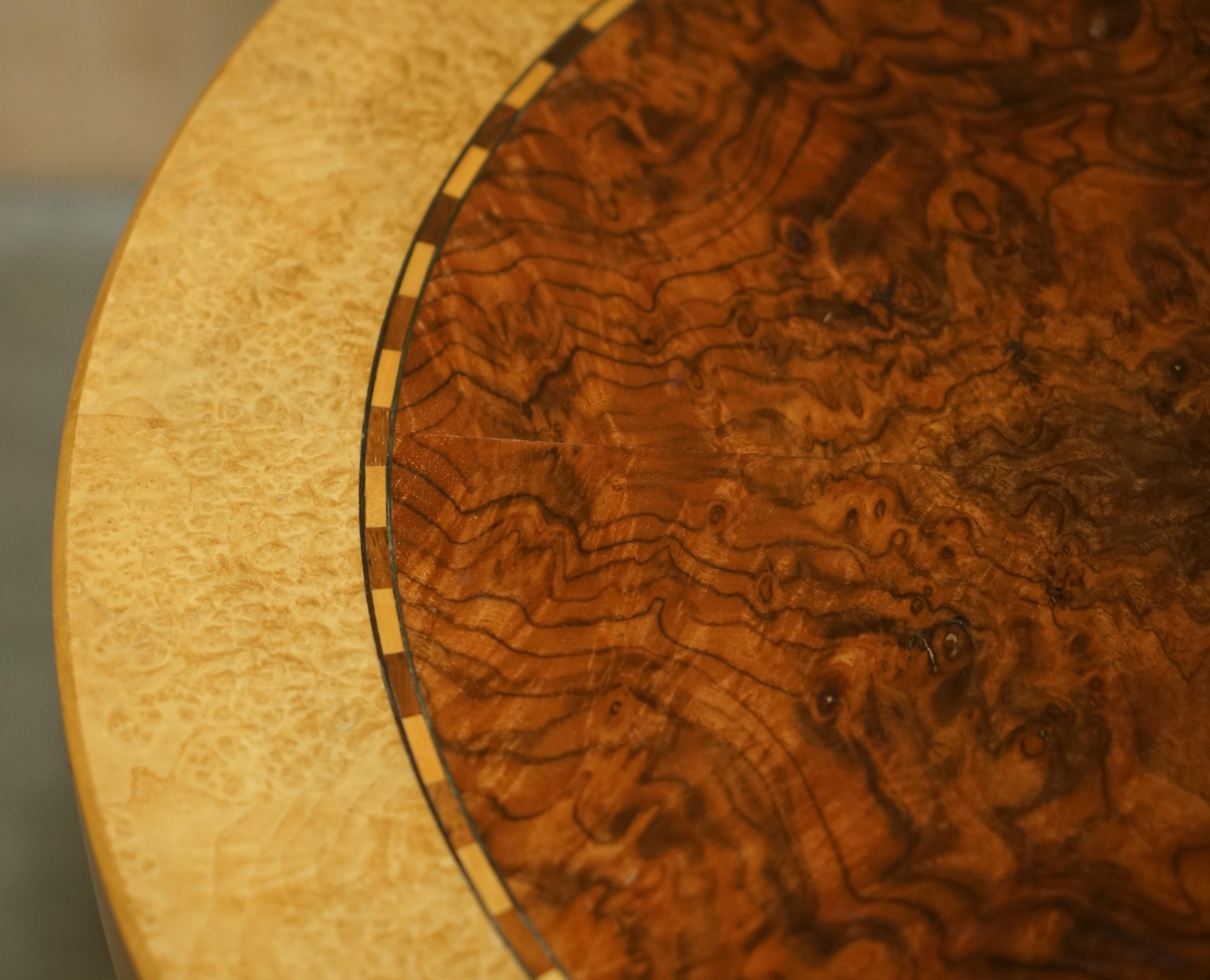 Stunning Original Andrew Varah Burr Walnut Satinwood & Oak Large Side End Table 5