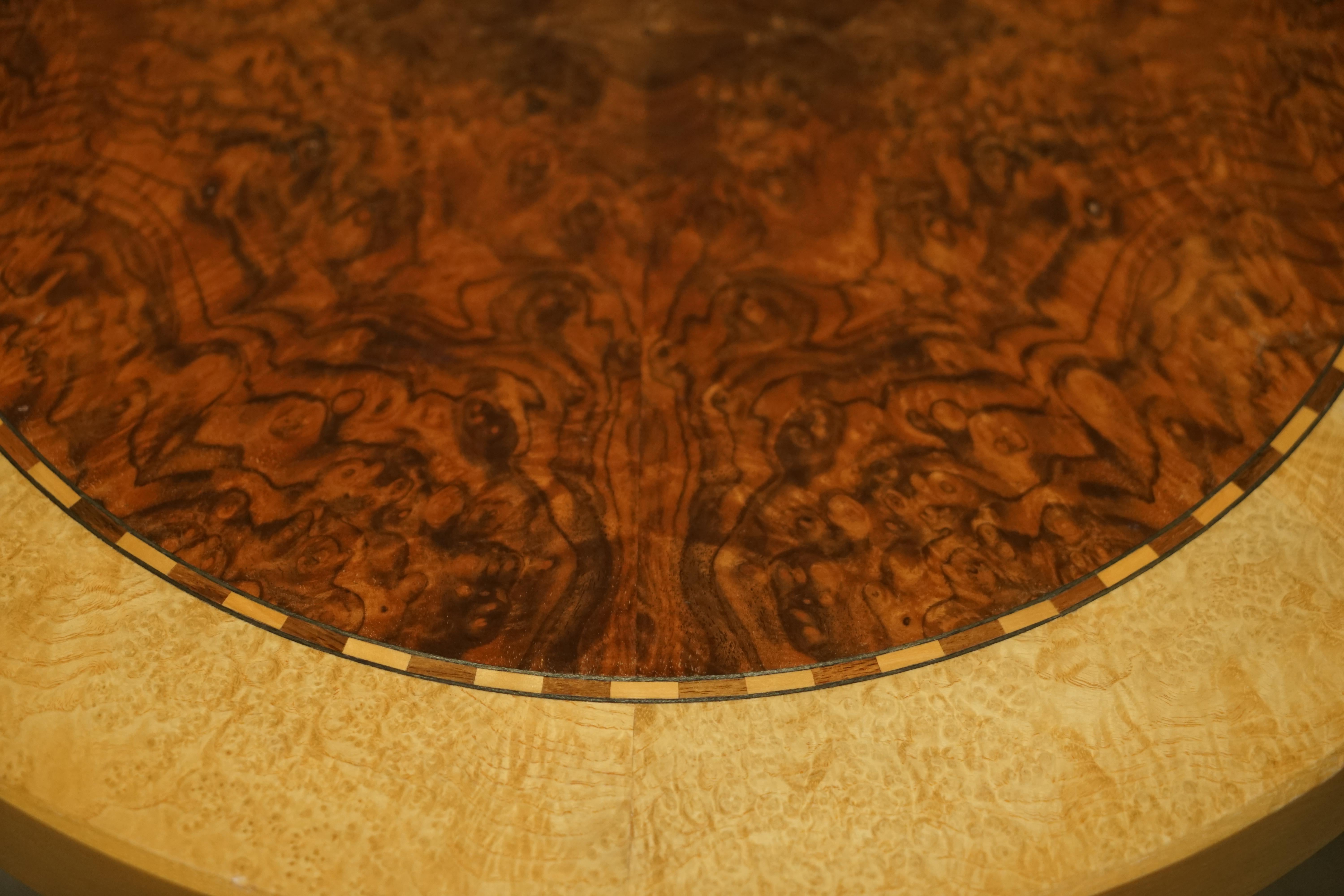 Stunning Original Andrew Varah Burr Walnut Satinwood & Oak Large Side End Table 6