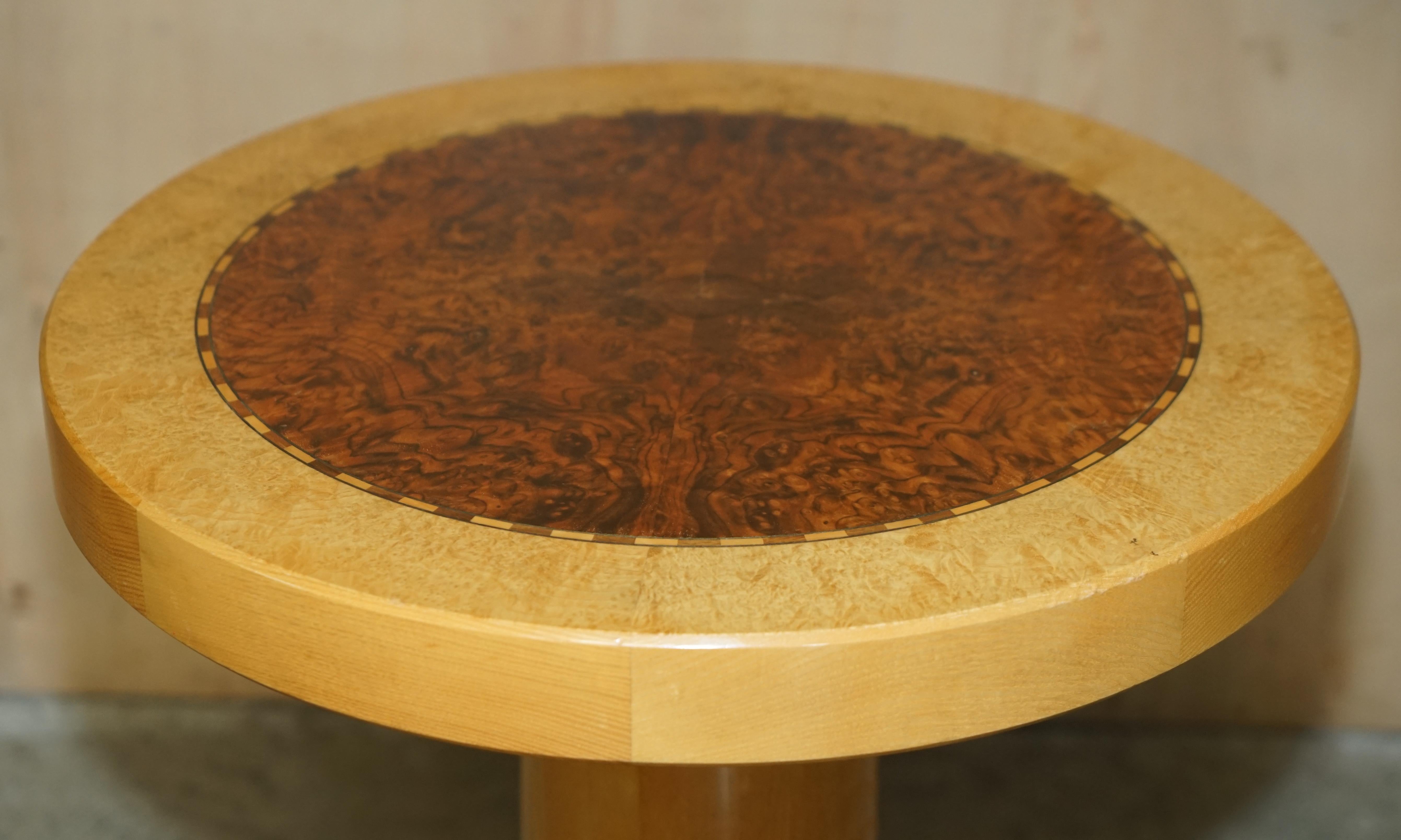 Art Deco Stunning Original Andrew Varah Burr Walnut Satinwood & Oak Large Side End Table