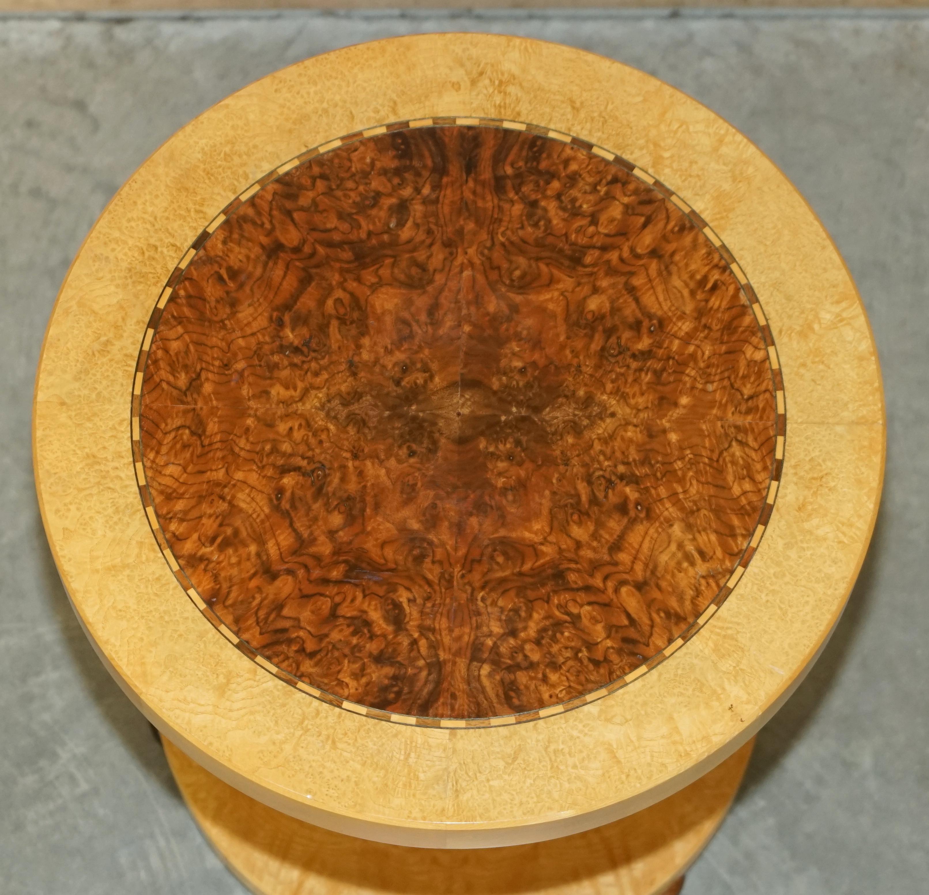 Stunning Original Andrew Varah Burr Walnut Satinwood & Oak Large Side End Table 2