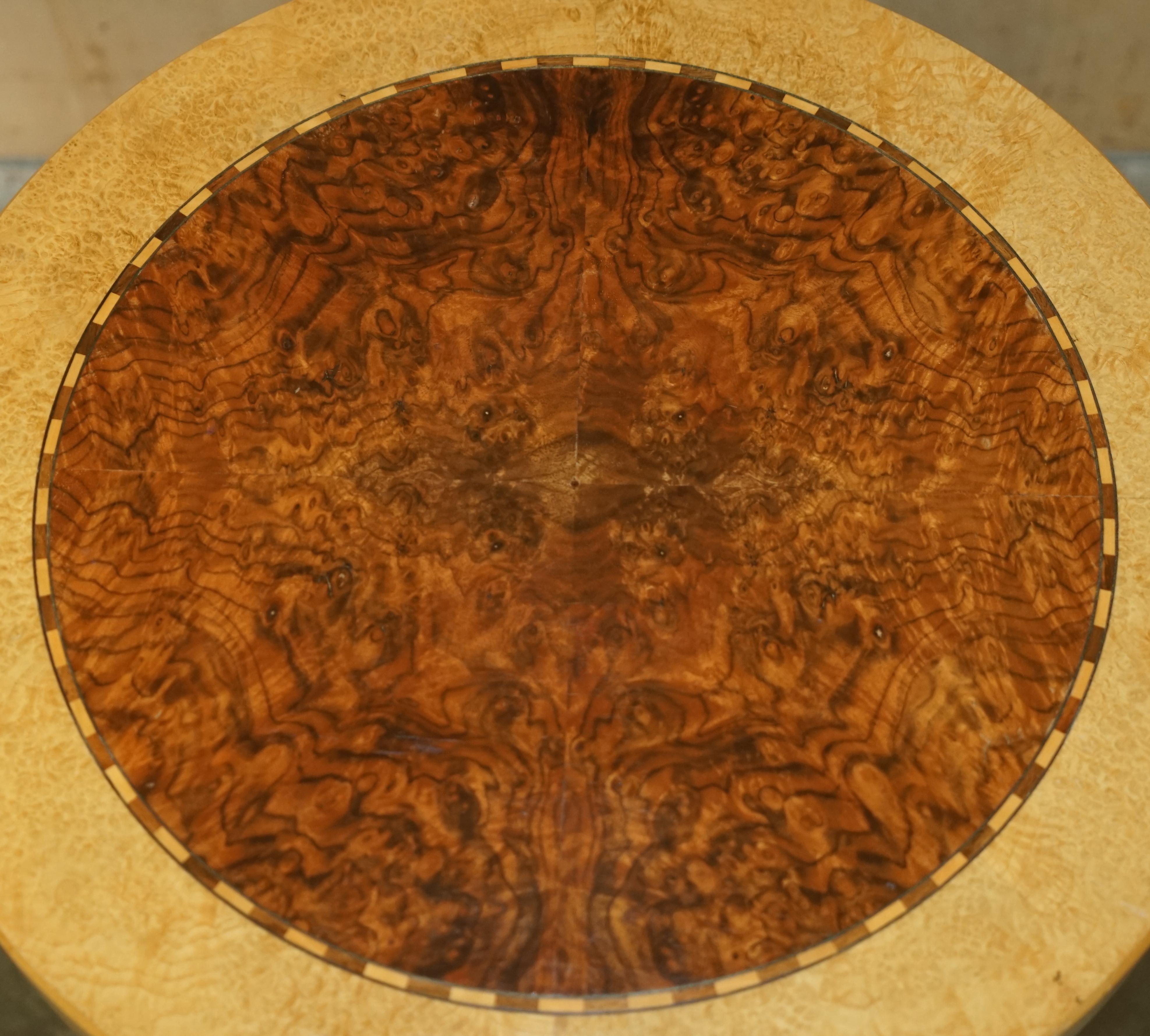 Stunning Original Andrew Varah Burr Walnut Satinwood & Oak Large Side End Table 3