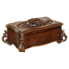 Stunning Original Antique Hand Carved Black Forest Wood Music Box Needs Service