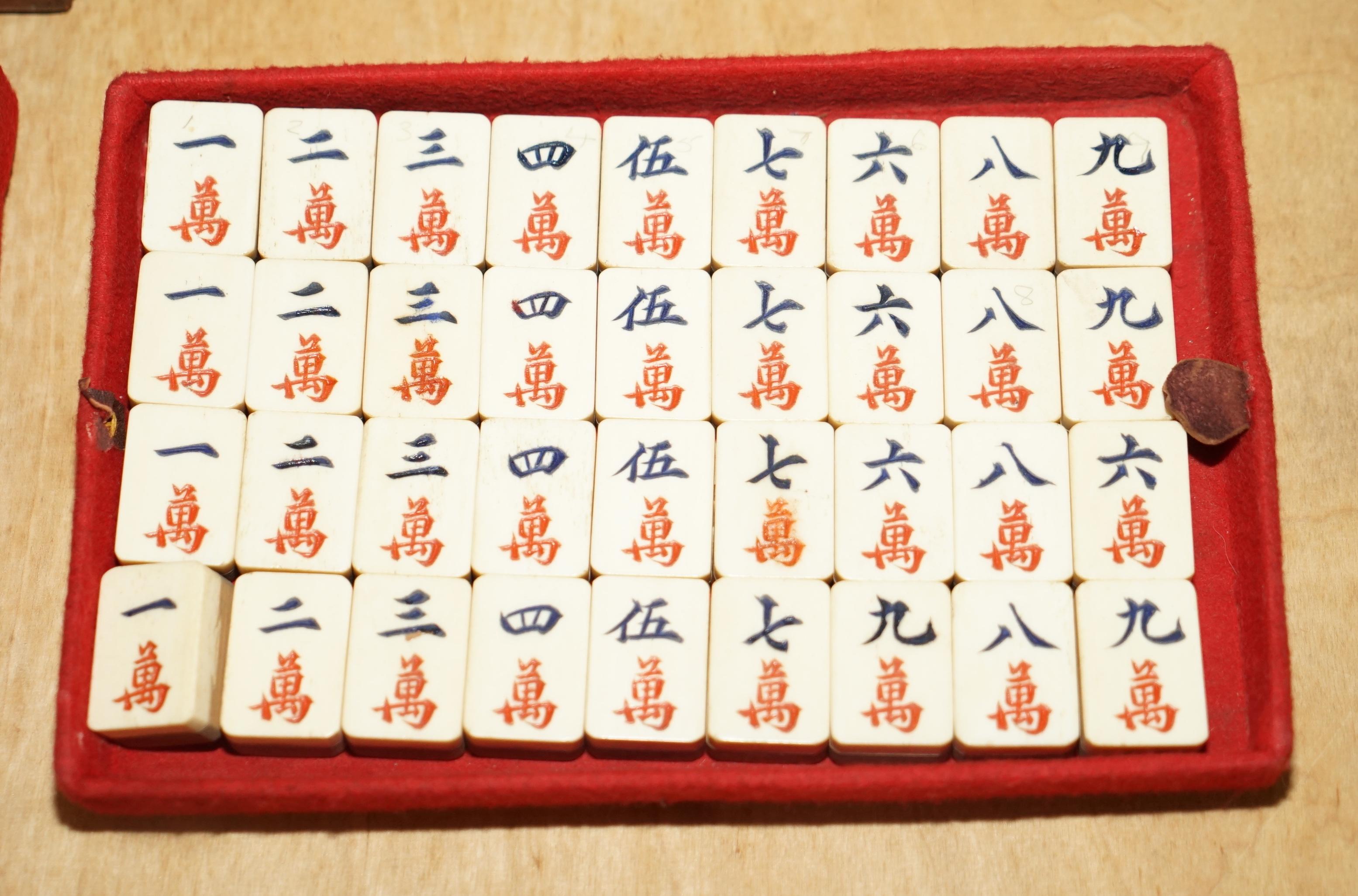 Bamboo Stunning Original Chinese circa 1900-1920 Mahjong Set Including Counters For Sale