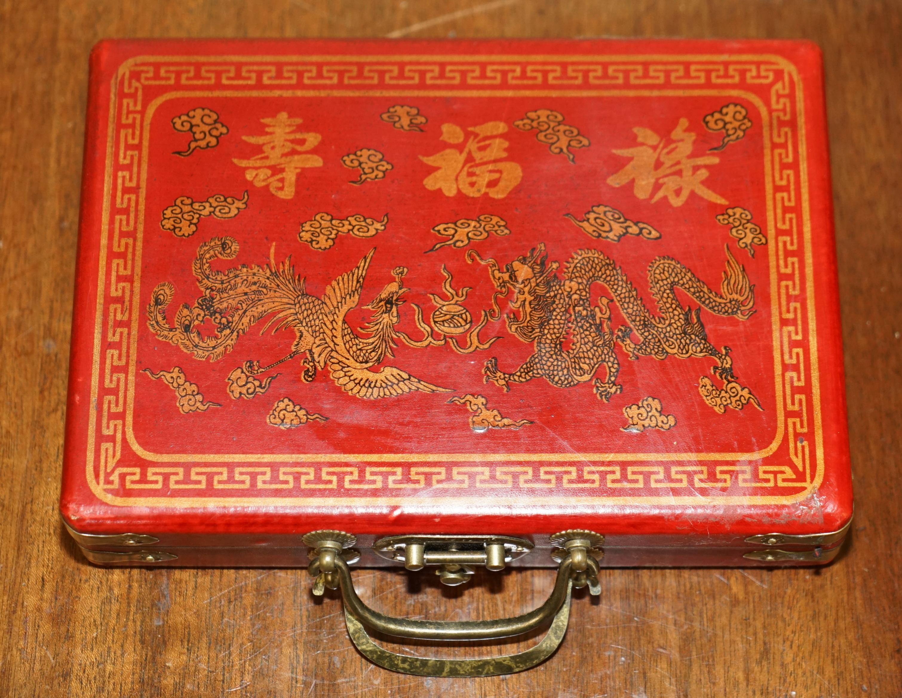 Chinese STUNNING ORIGINAL CHINESE CIRCA 1950's MAHJONG SET INCLUDING DICE