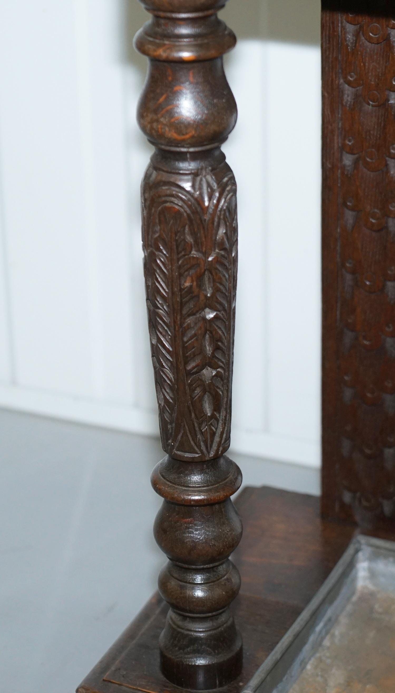 Stunning Original Greenman Carved Solid English Oak Walking Stick Umbrella Stand 12