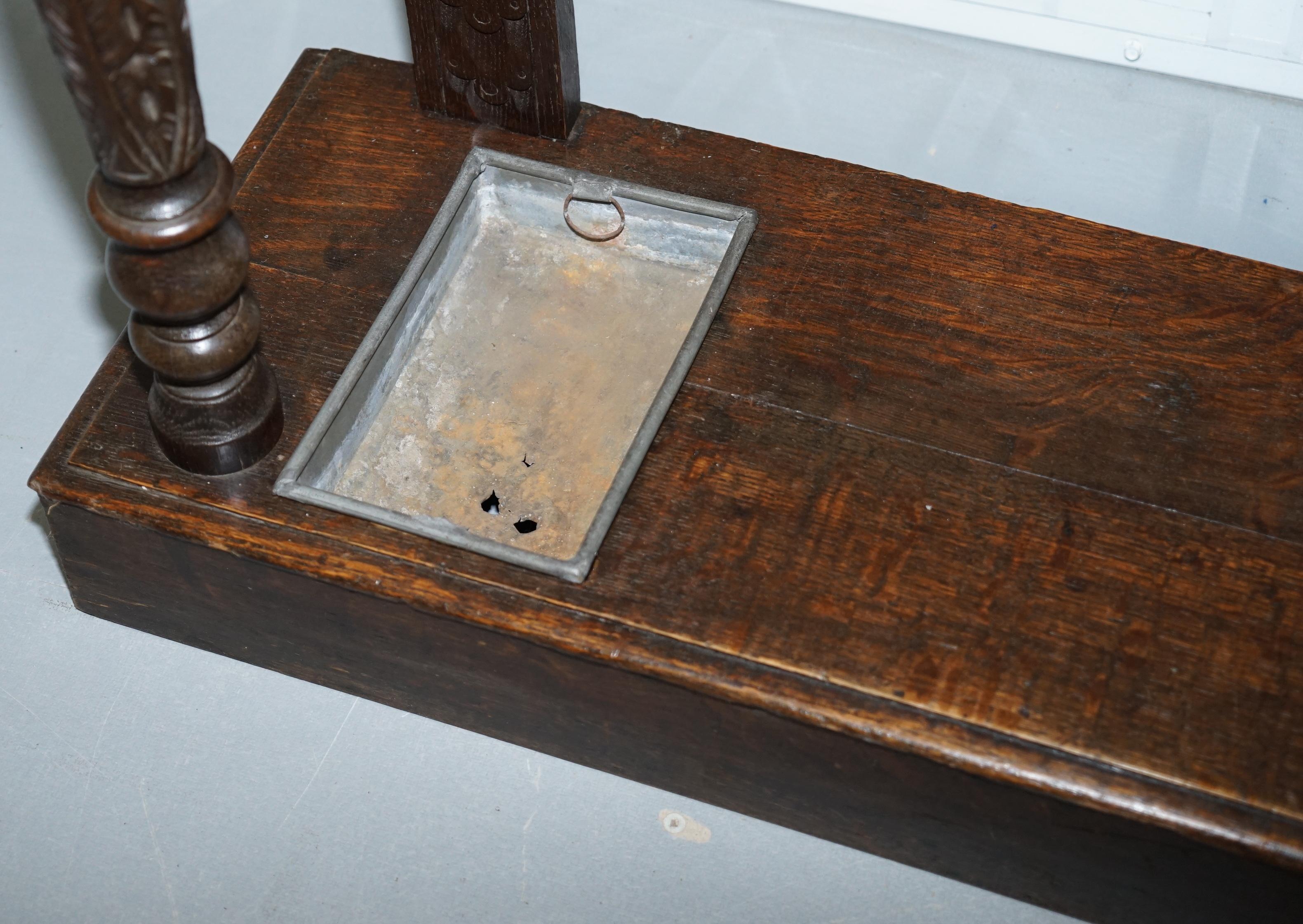 Early 20th Century Stunning Original Greenman Carved Solid English Oak Walking Stick Umbrella Stand