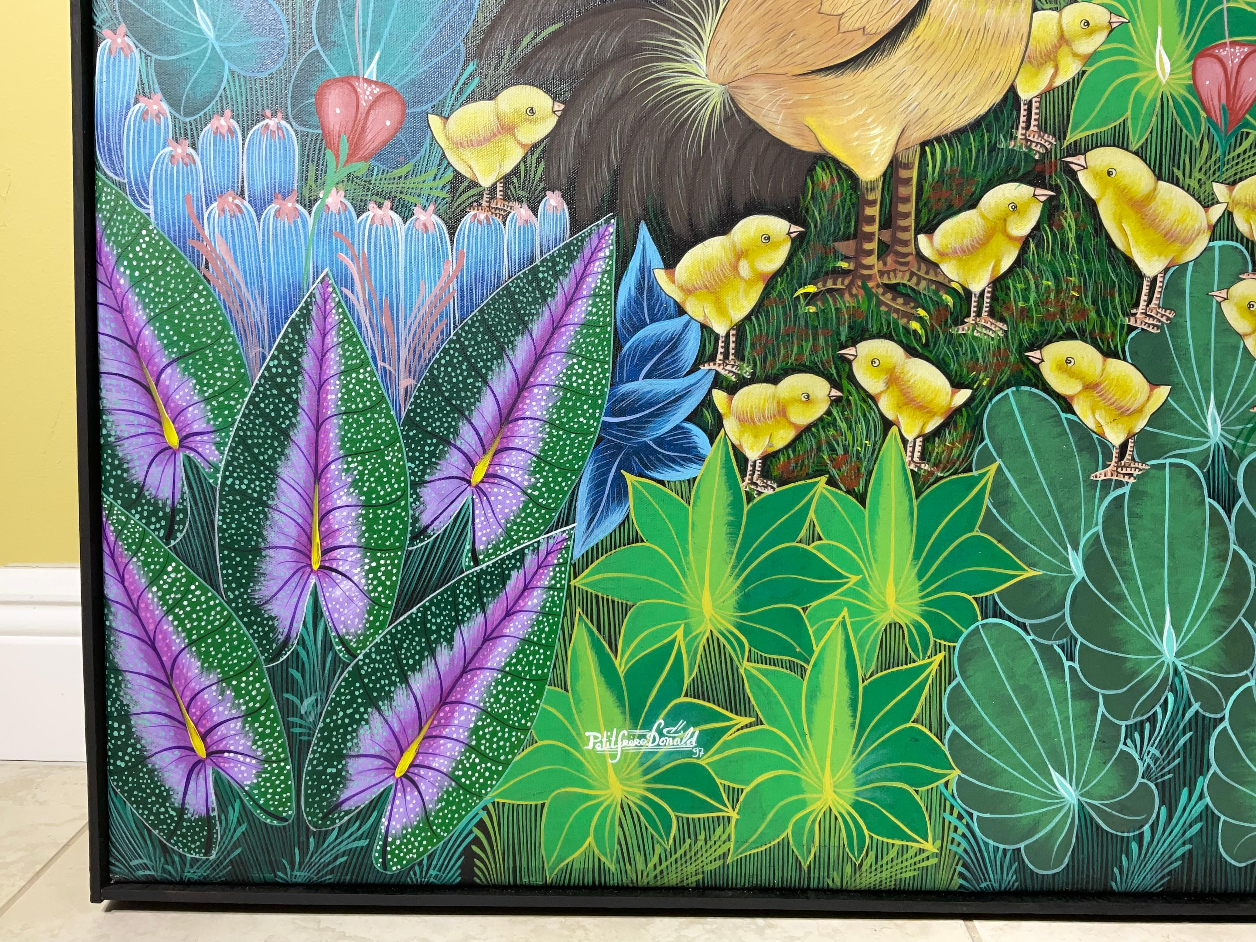 Tela Splendido capolavoro originale di arte popolare haitiana di Philippe Dodard in vendita
