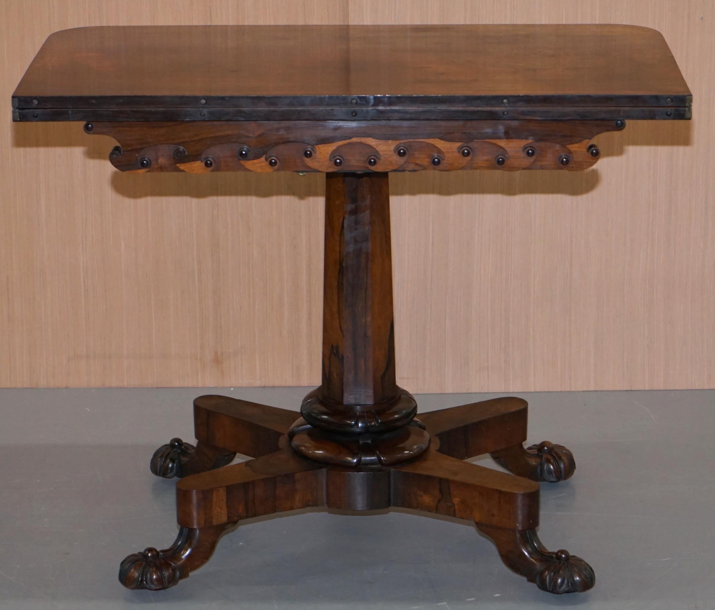 Superbe table à cartes à thé en bois rouge d'origine J Kendell & Co vers 1830 Sublime en vente 5