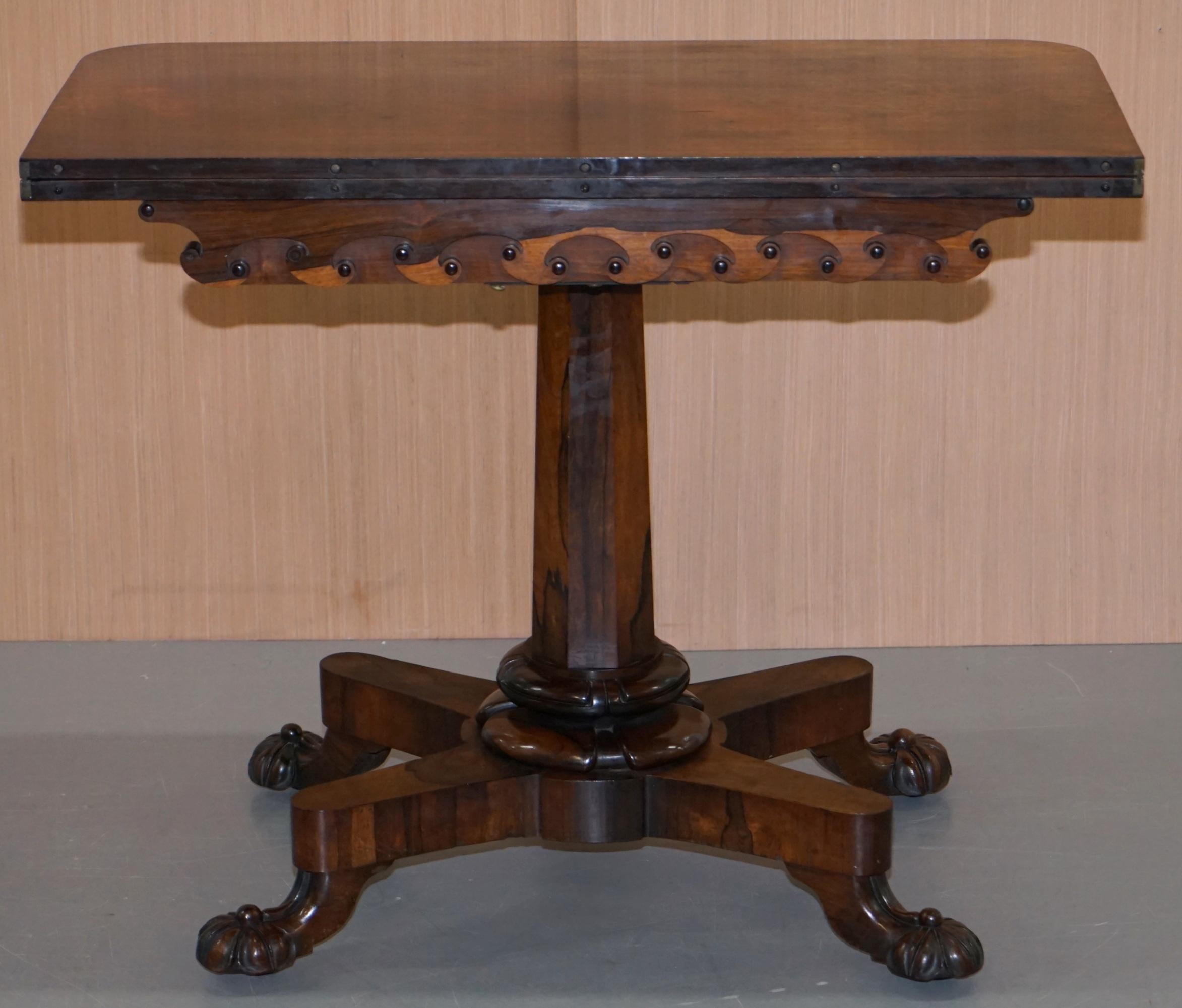 Superbe table à cartes à thé en bois rouge d'origine J Kendell & Co vers 1830 Sublime en vente 4