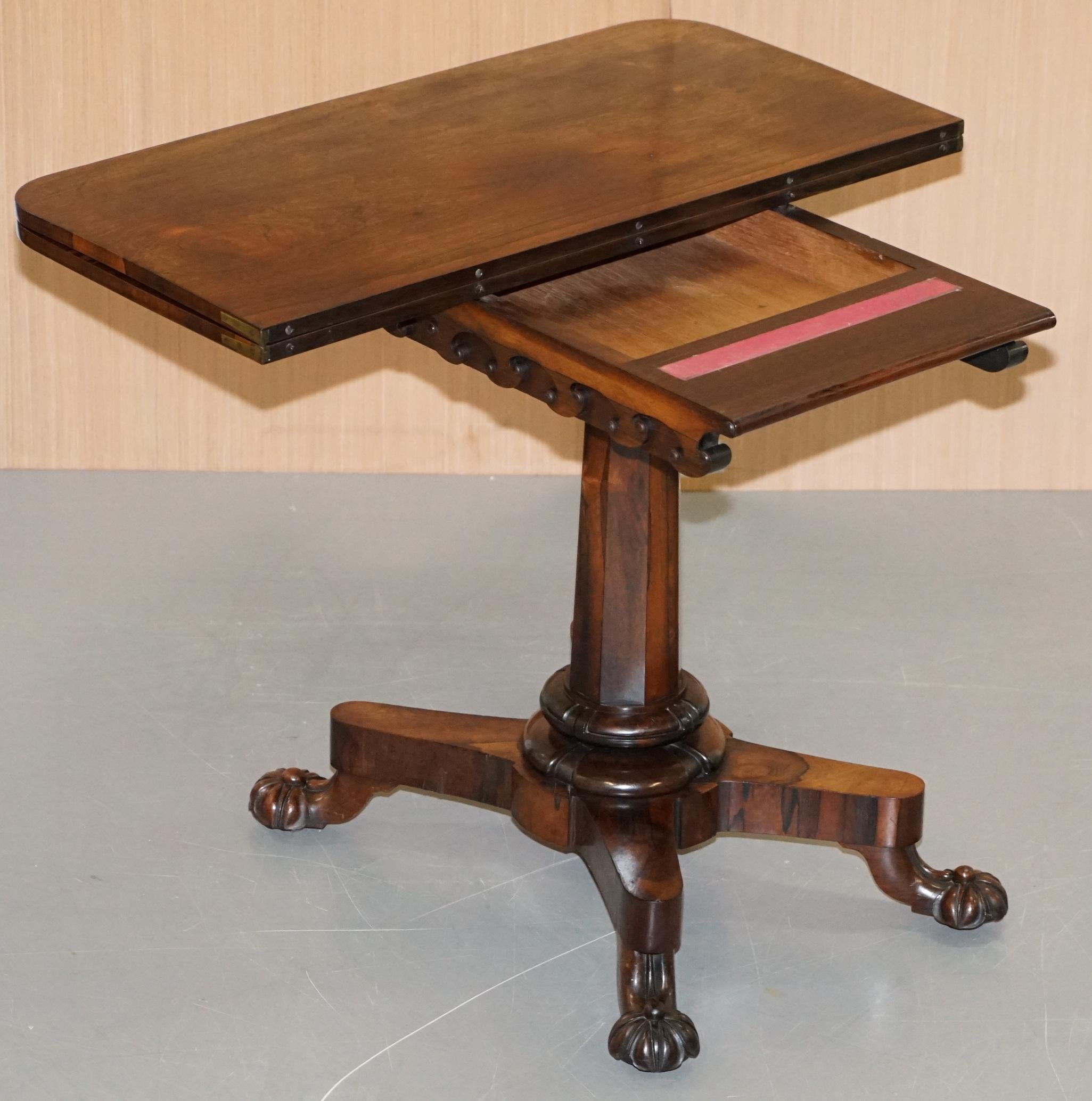 Superbe table à cartes à thé en bois rouge d'origine J Kendell & Co vers 1830 Sublime en vente 6