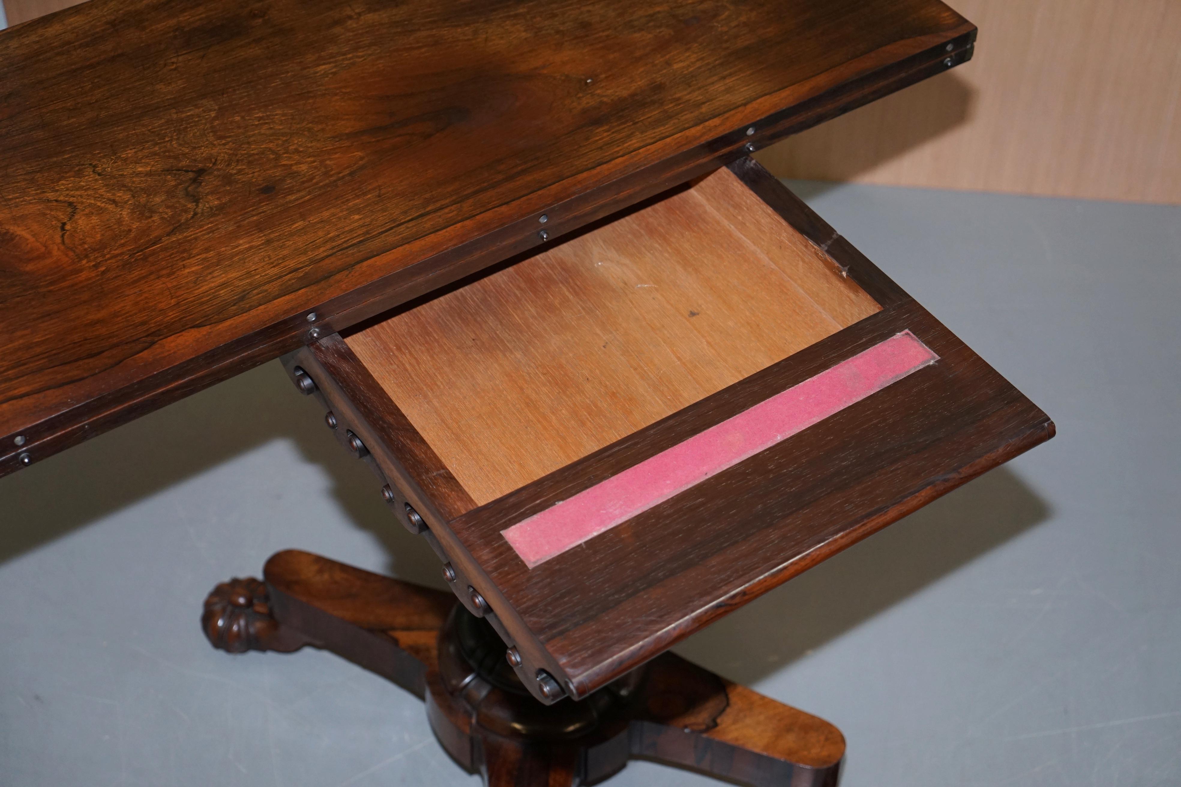 Superbe table à cartes à thé en bois rouge d'origine J Kendell & Co vers 1830 Sublime en vente 7