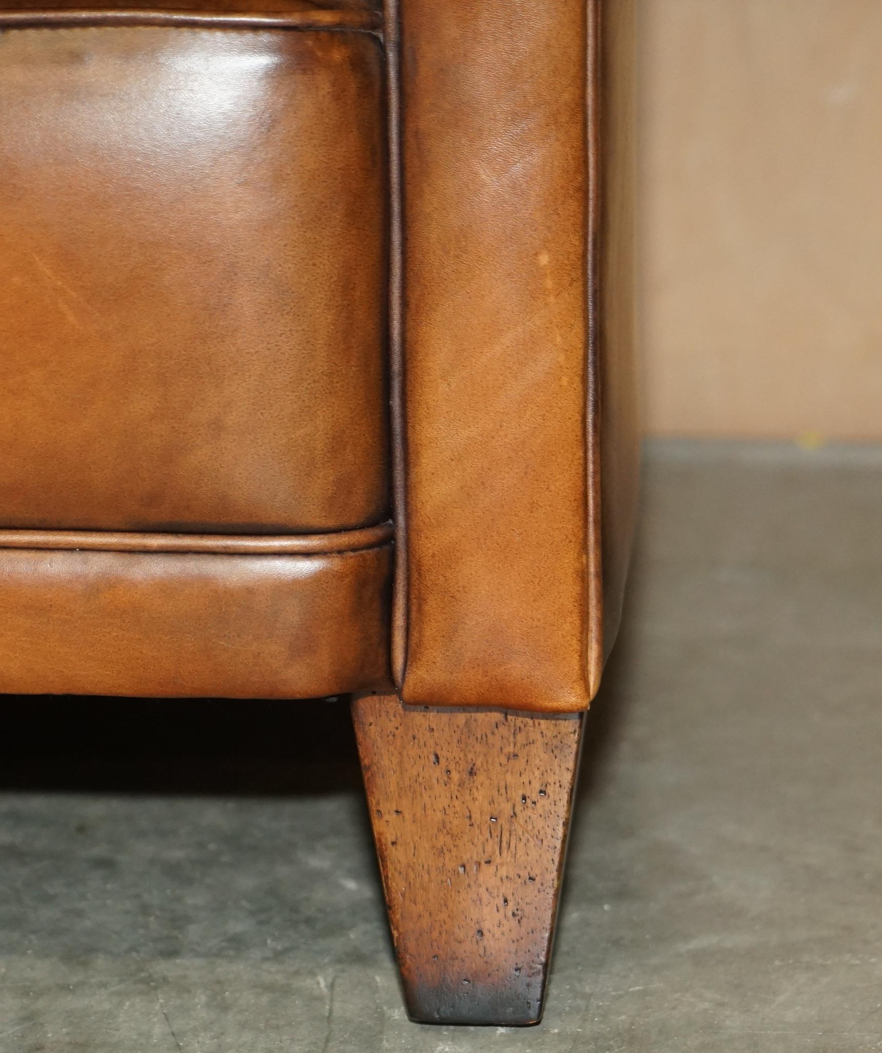 Stunning Original Labels Laura Ashley Burlington Two Seater Brown Leather Sofa 1