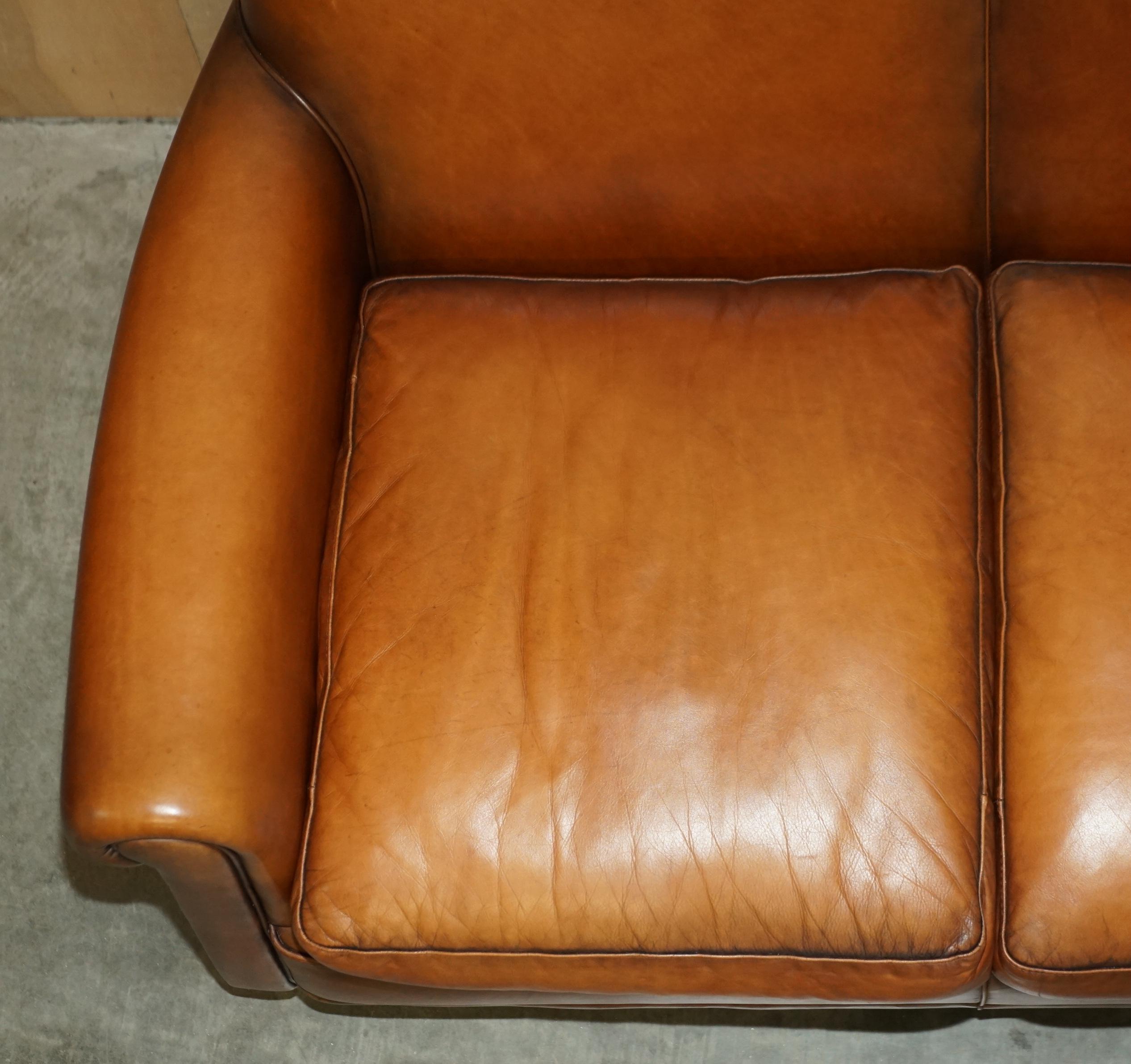 Stunning Original Labels Laura Ashley Burlington Two Seater Brown Leather Sofa 4