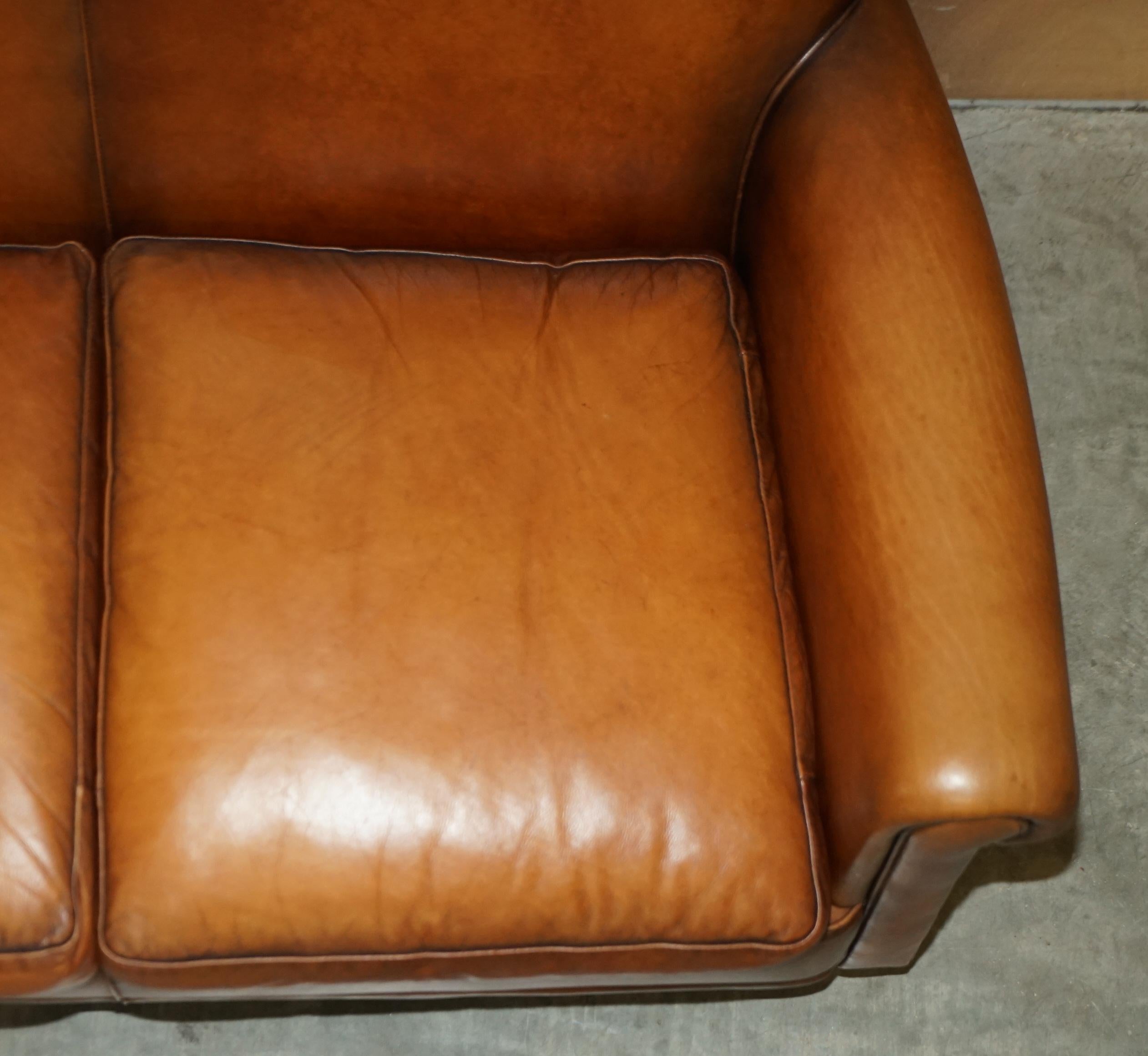 Stunning Original Labels Laura Ashley Burlington Two Seater Brown Leather Sofa 5